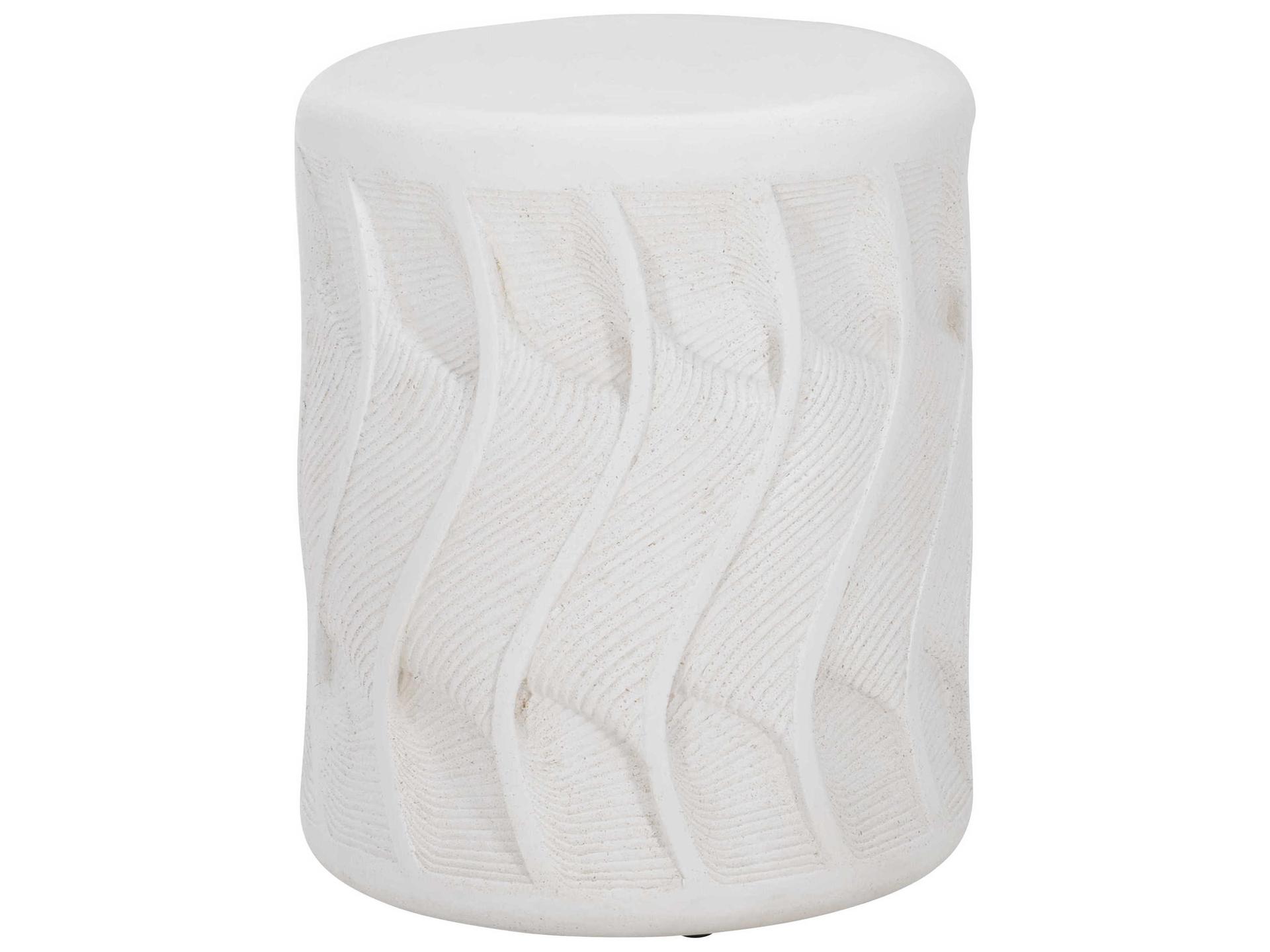 Coquille Round Outdoor Accent Table in White Stonecast