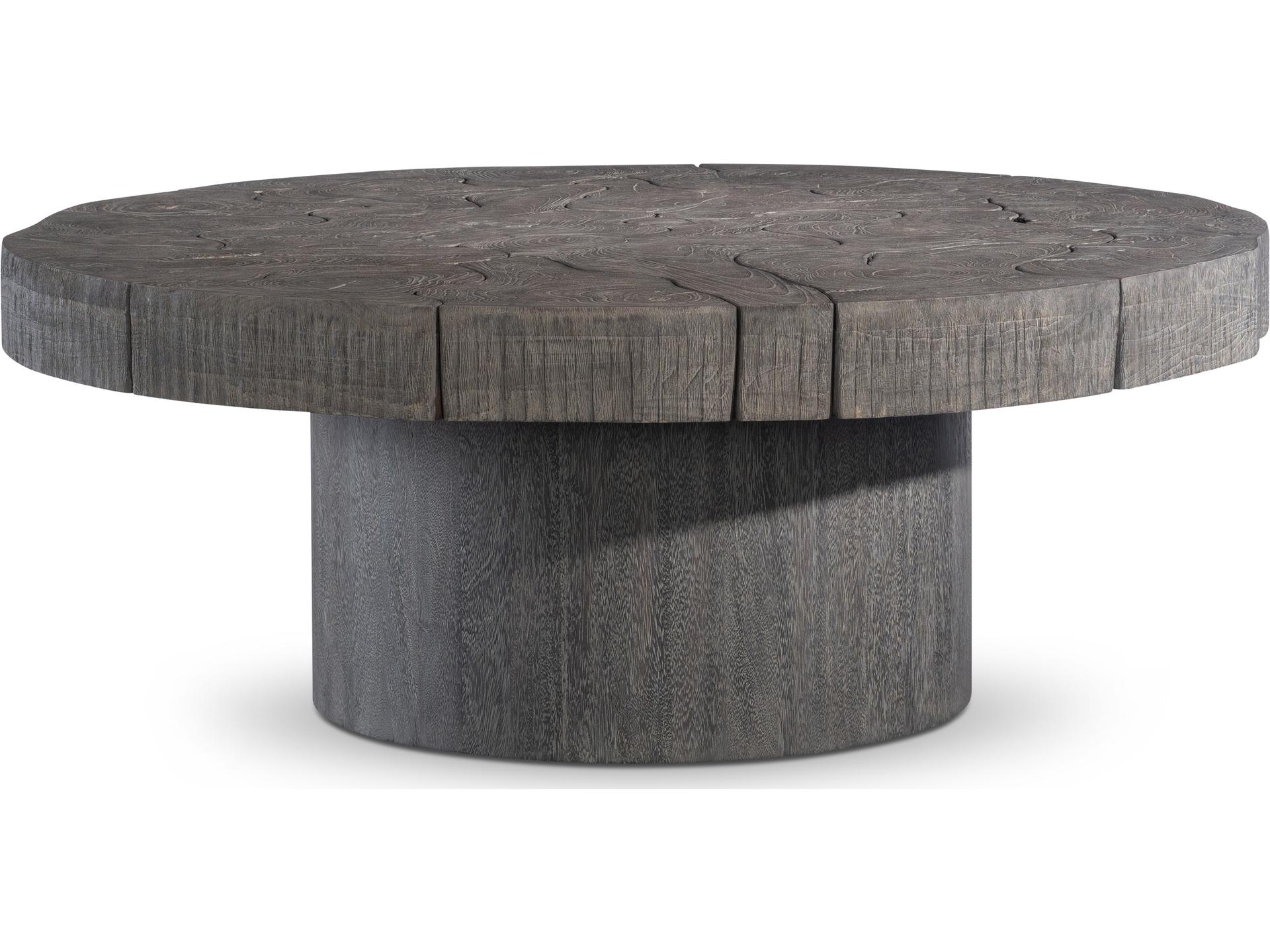 Brown Teak Round Coffee Table