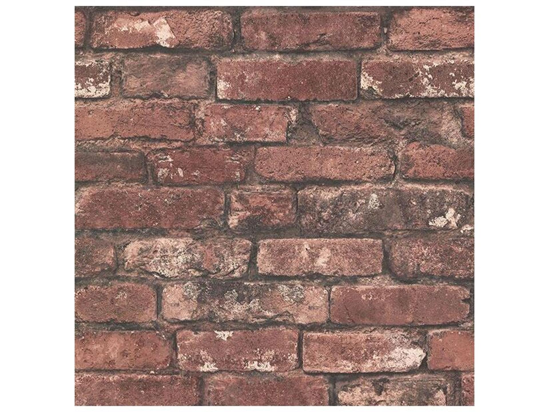 Davis Dark Red Exposed Brick Unpasted Wallpaper