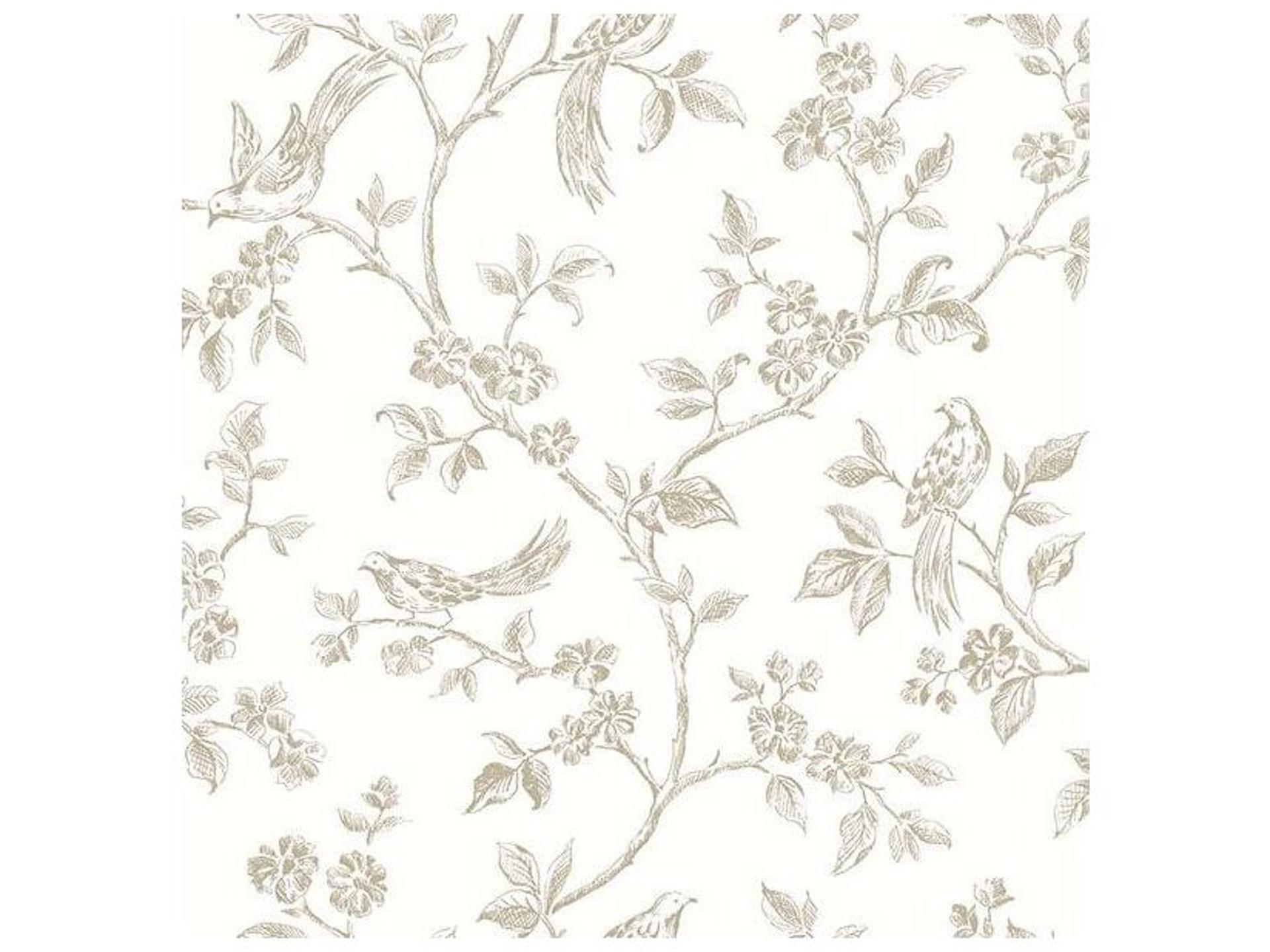 Ray Taupe Bird Trail Unpasted Non Woven Wallpaper