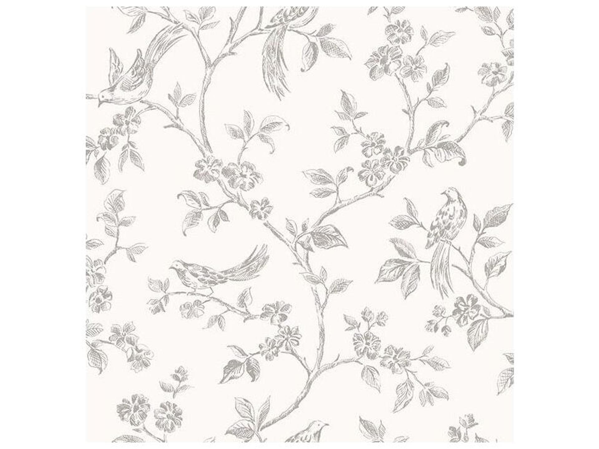 Ophelia Grey Bird Trail Non-Woven Unpasted Wallpaper
