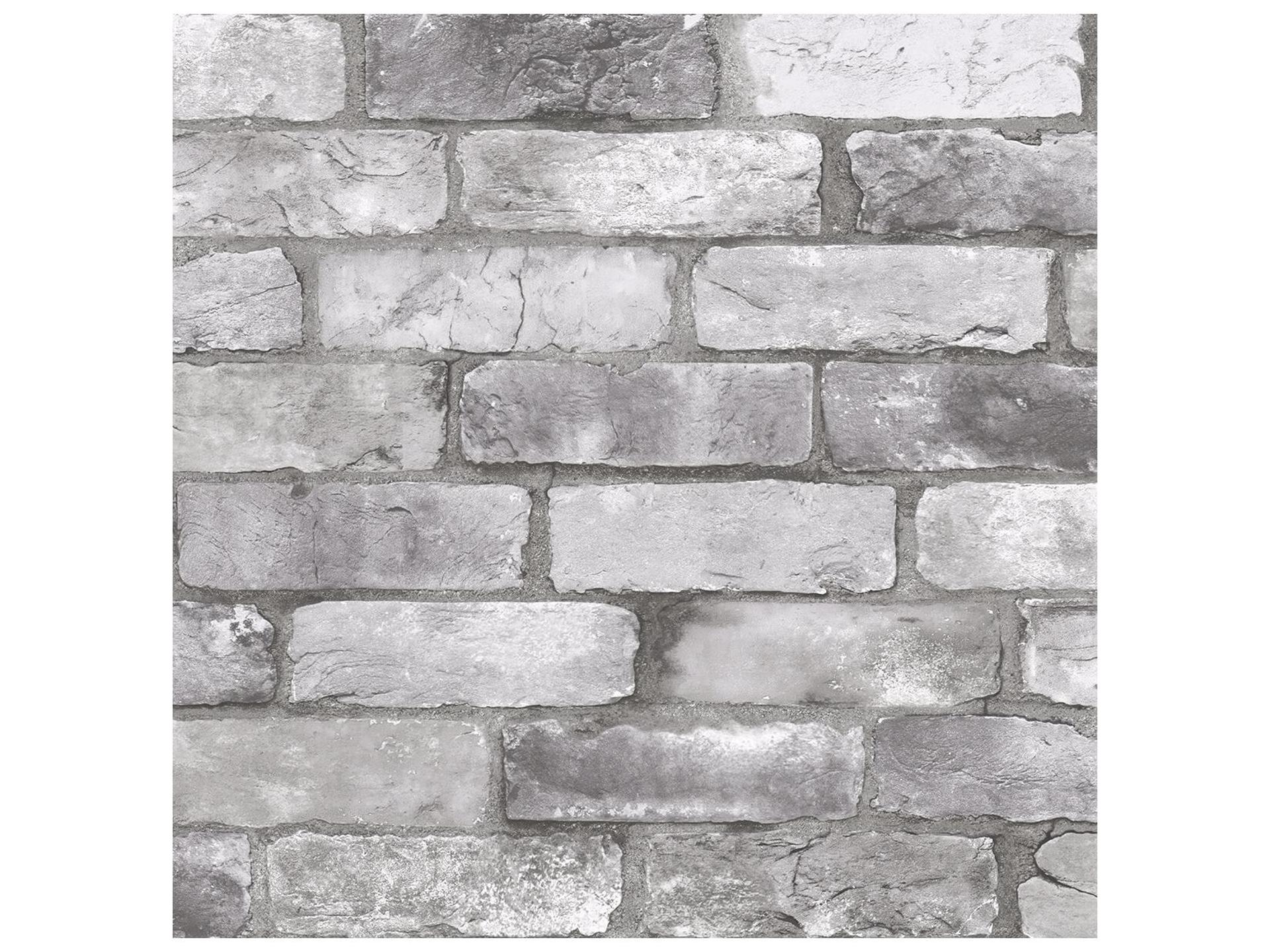 Rustin Grey Reclaimed Bricks Faux Brick Wallpaper in Grey