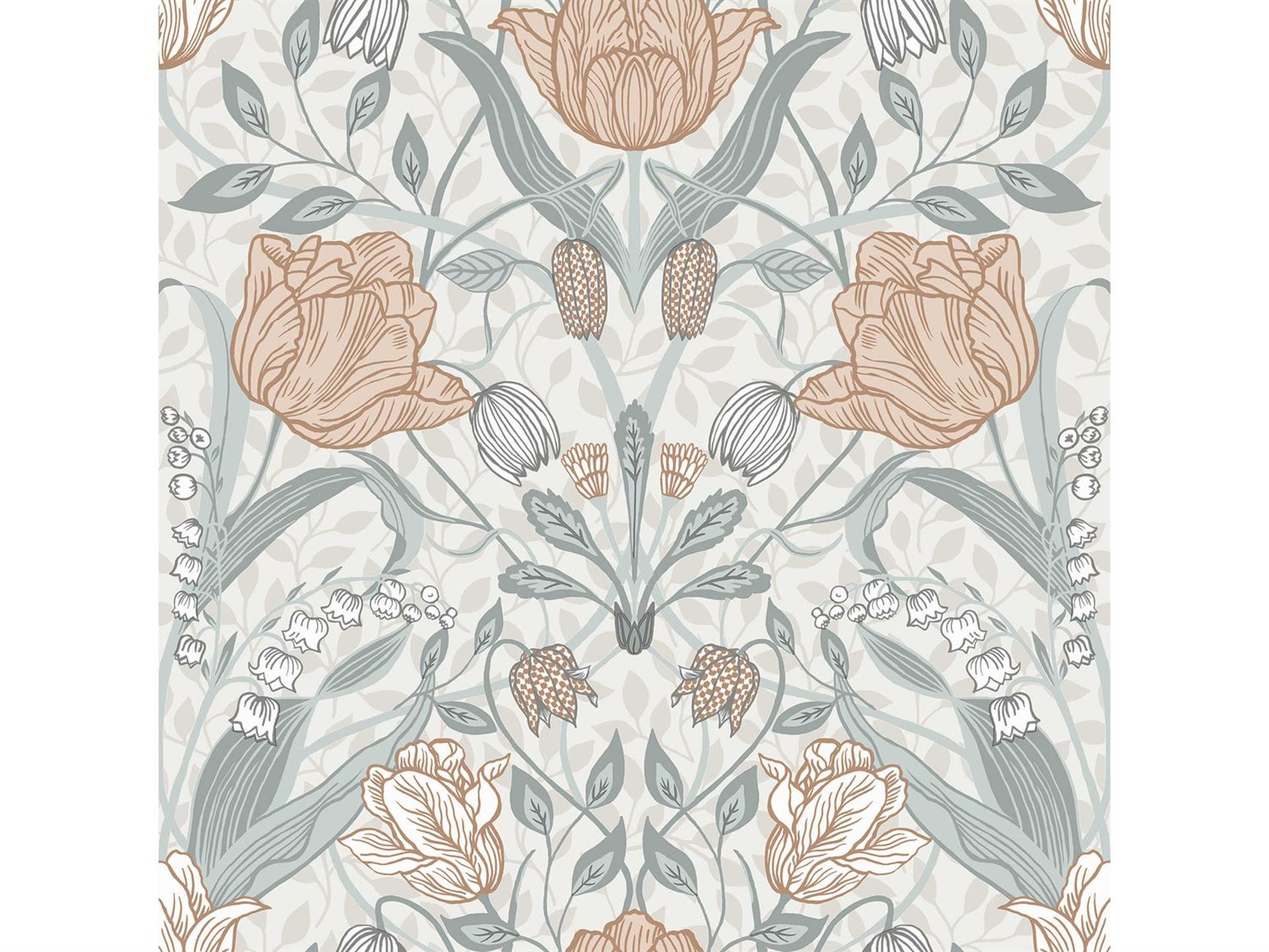 A-Street Prints Tulipa Off-White Floral Non-Woven Wallpaper Roll