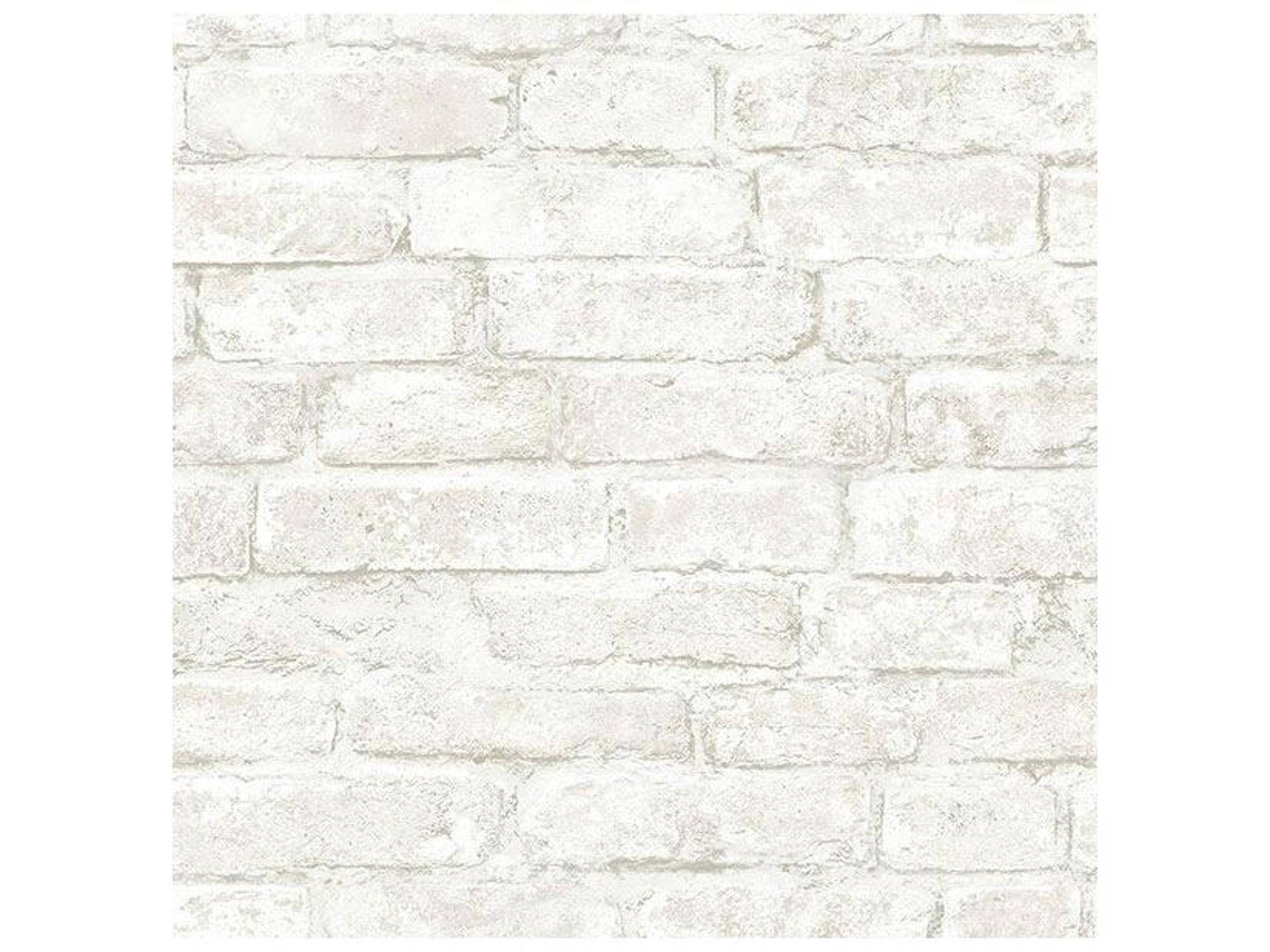 Arlington Off-White Brick Prepasted Wallpaper
