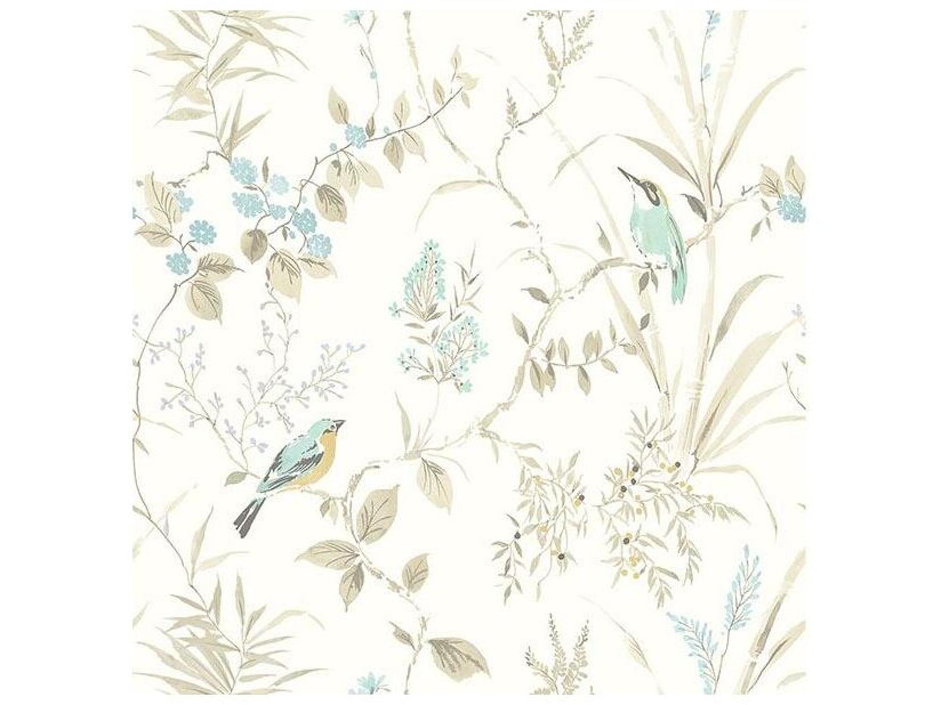 Imperial Garden Beige Botanical Prepasted Wallpaper Chinoiserie
