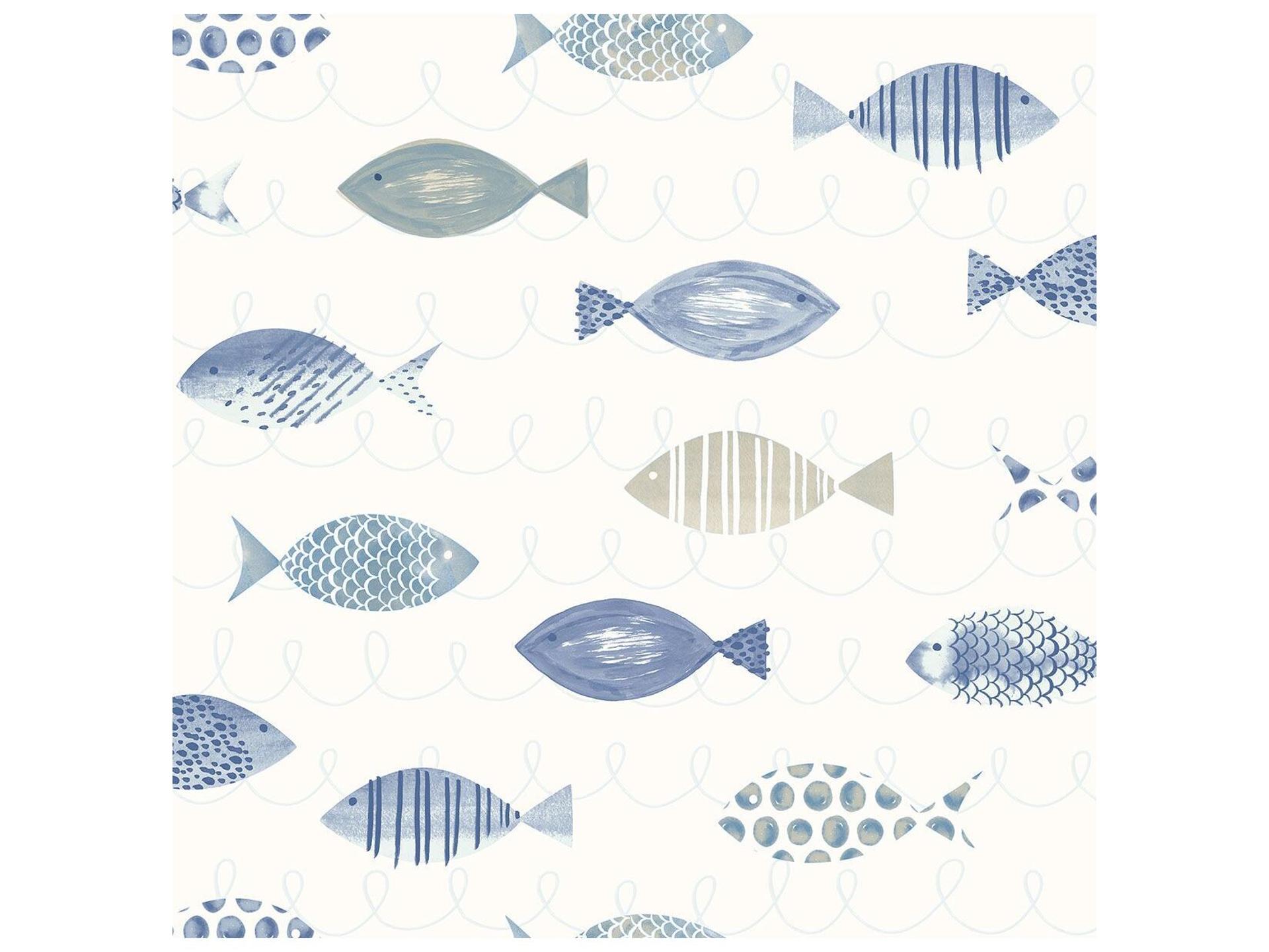 Key West Blue Sea Fish Prepasted Wallpaper