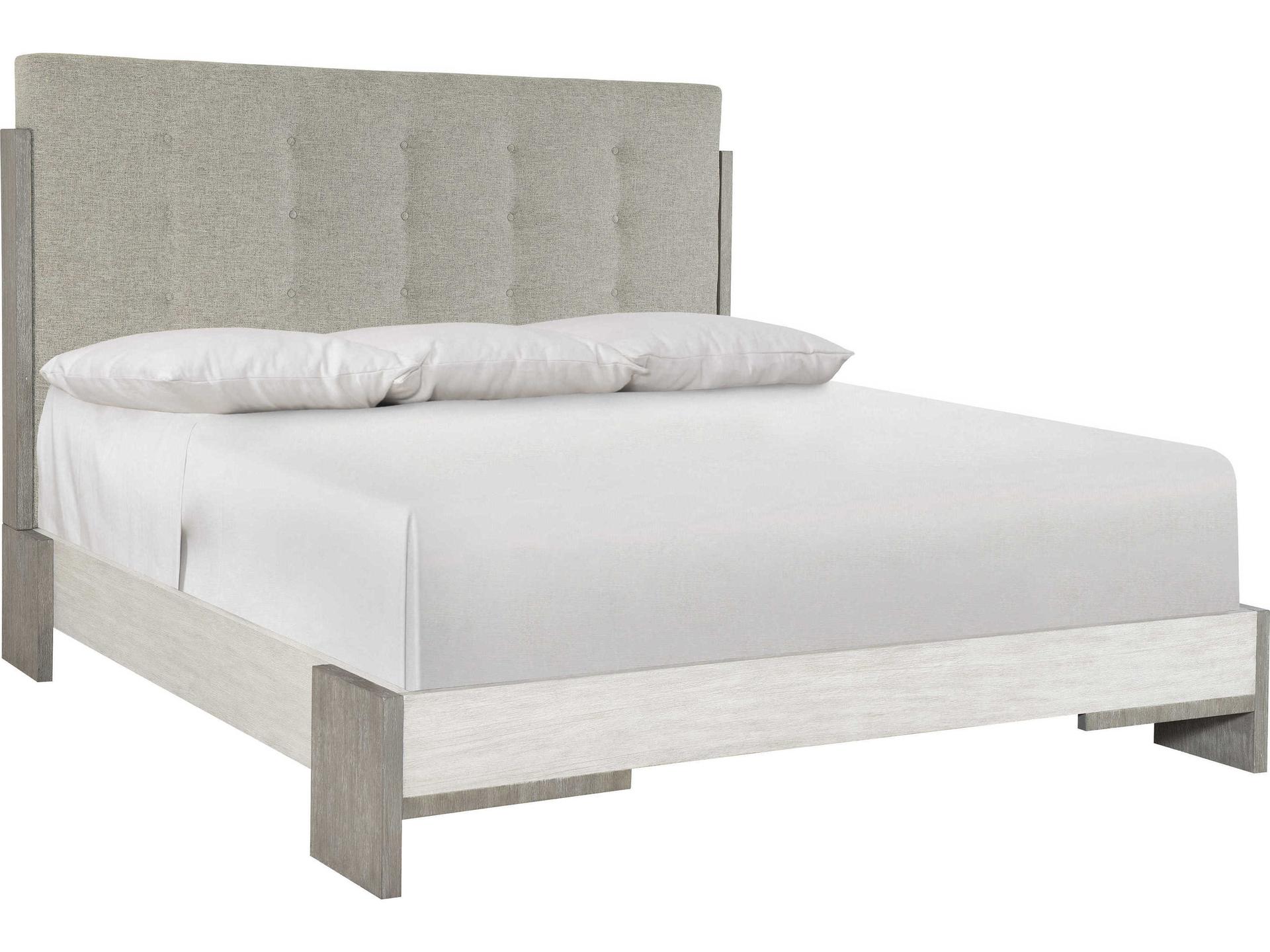 Foundations Linen Light Shale Gray Upholstered Queen Panel Bed