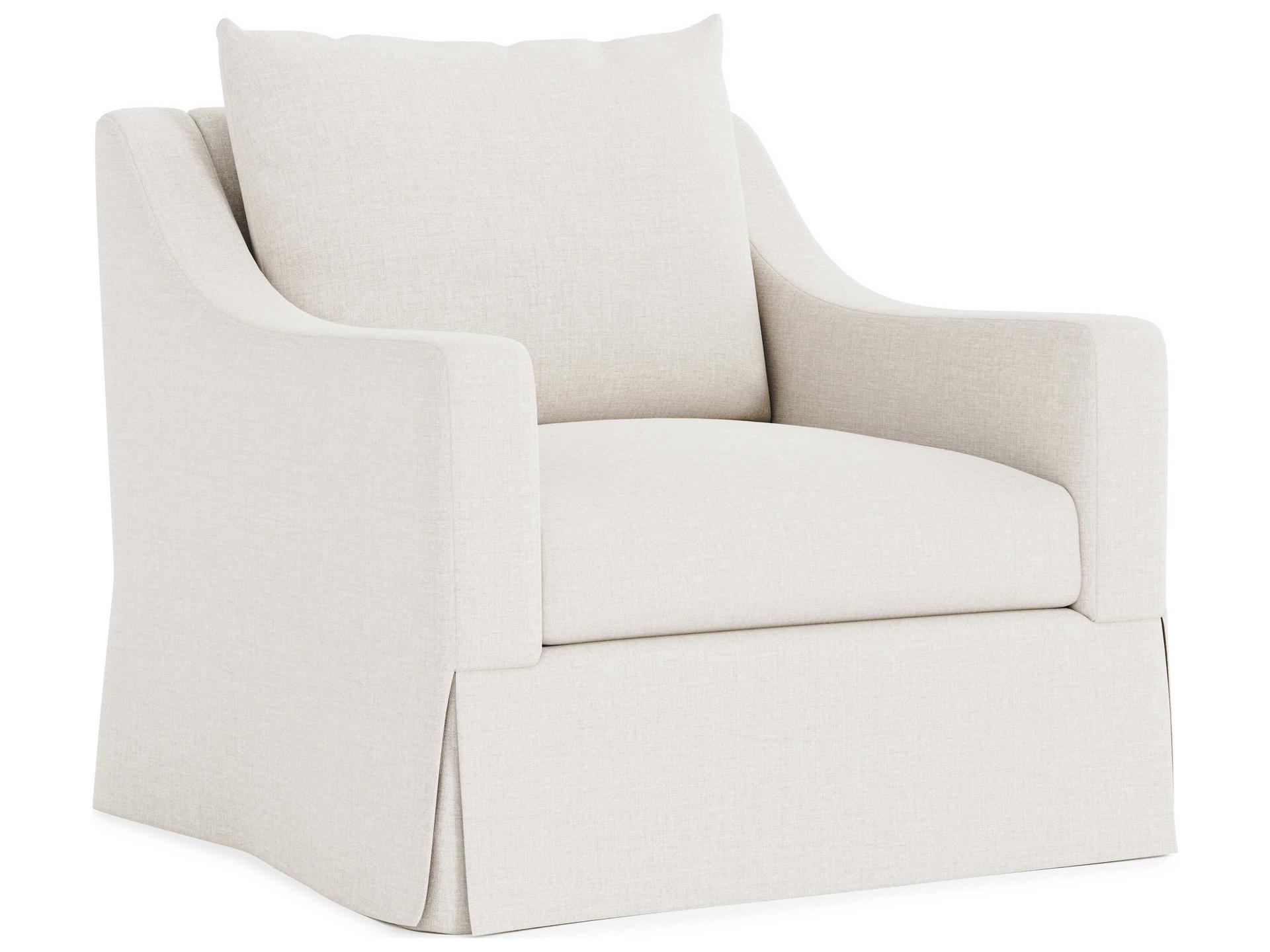 Bernhardt Plush Grace White Fabric Swivel Accent Chair