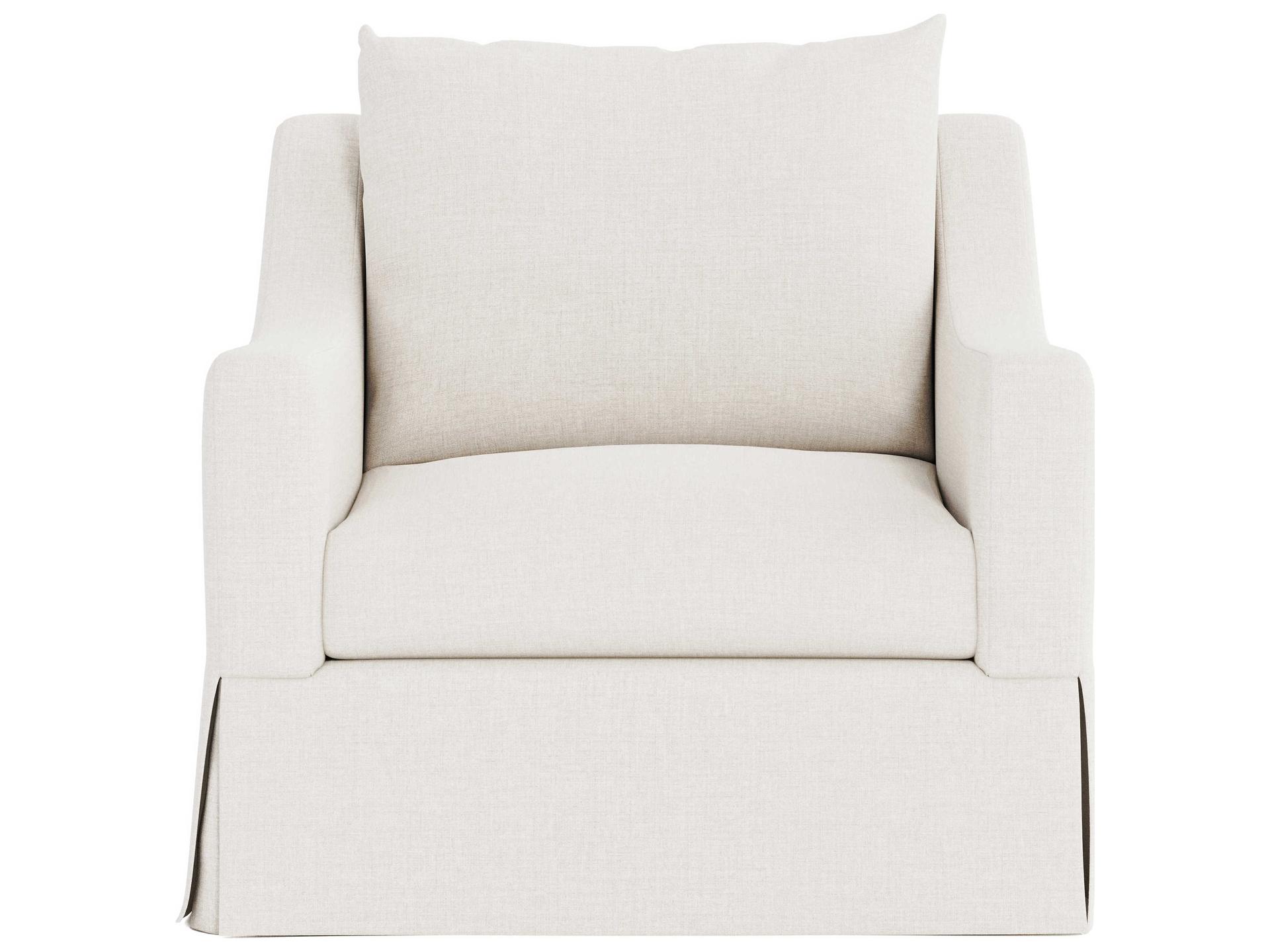 Bernhardt Plush Grace White Fabric Swivel Accent Chair