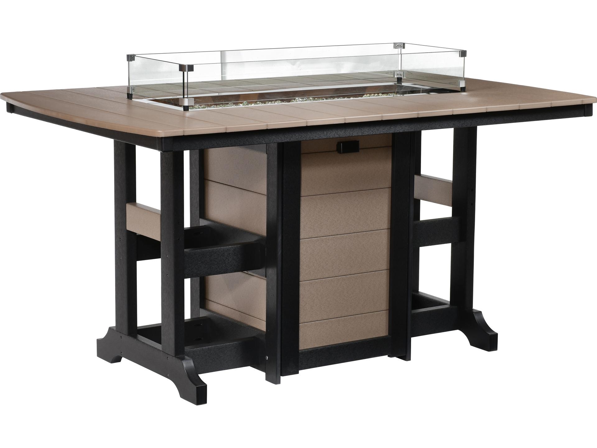Berlin Gardens Garden Classic Recycled Plastic Rectangular Bar Height Outdoor Patio Fire Pit Table