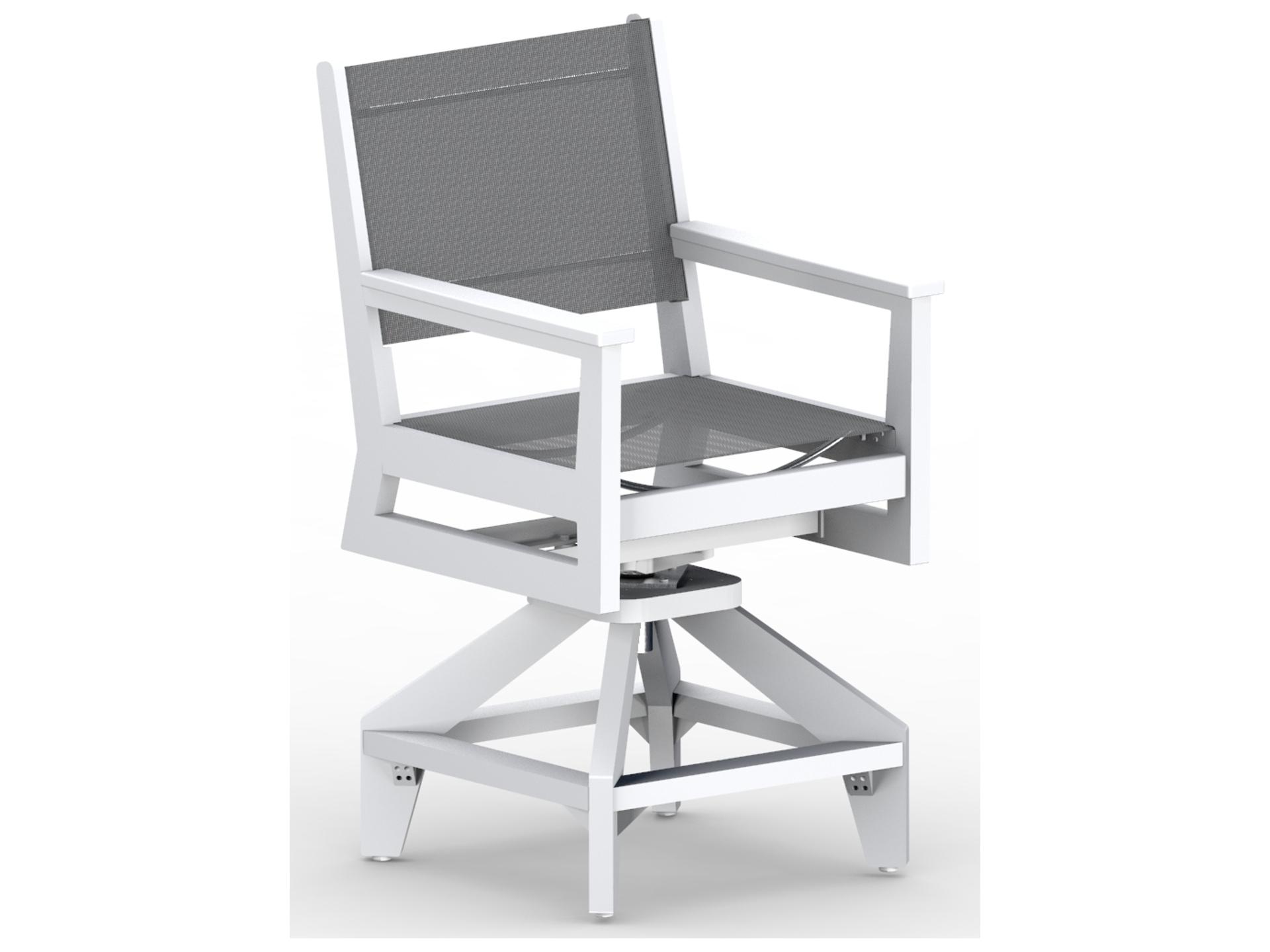 Mayhew Sling Swivel Counter Arm Chair in Poly Lumber