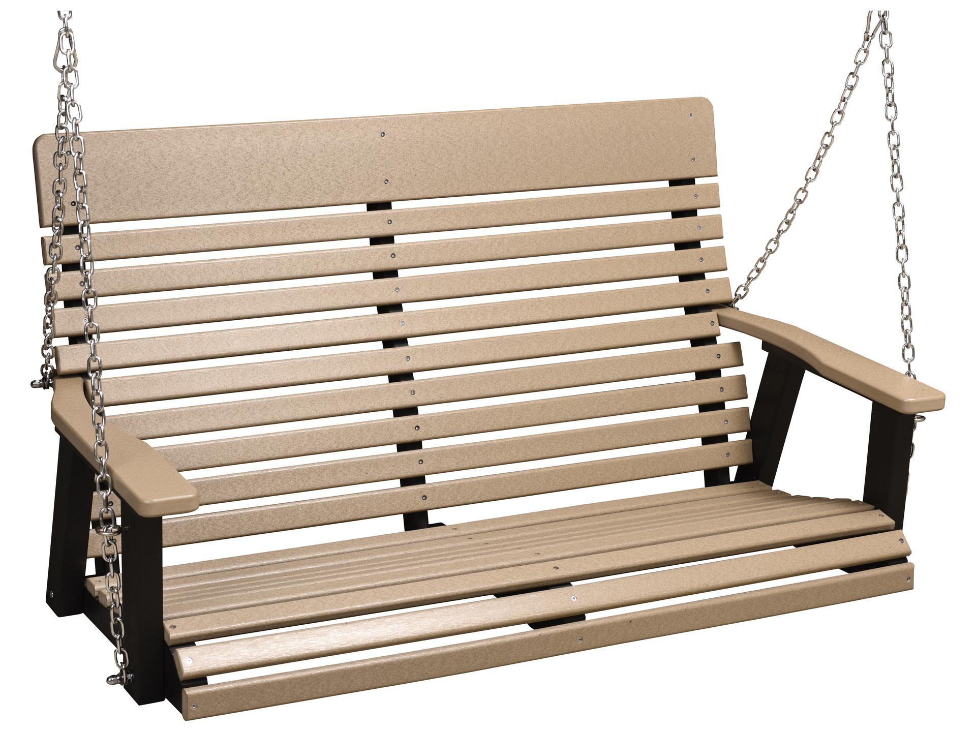 Casual Back Recycled Plastic Double Outdoor Patio Swing in Zinc Chains