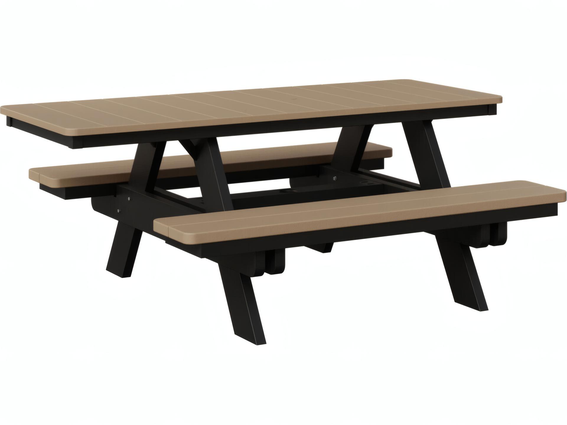 Recycled Plastic 71.5"W x 57.625"D Rectangular ADA Picnic Table