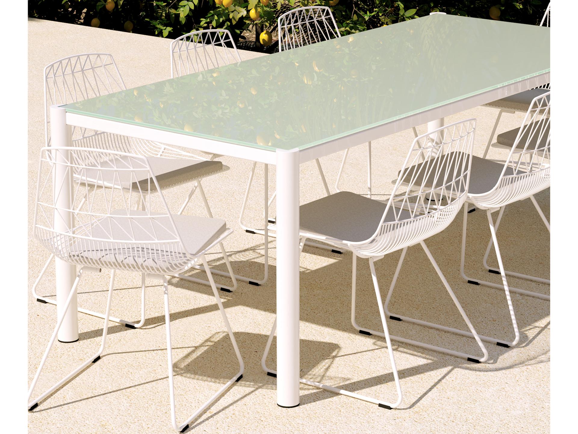 Bend Goods Outdoor Get Together White Rectangular Glass Top Dining Table