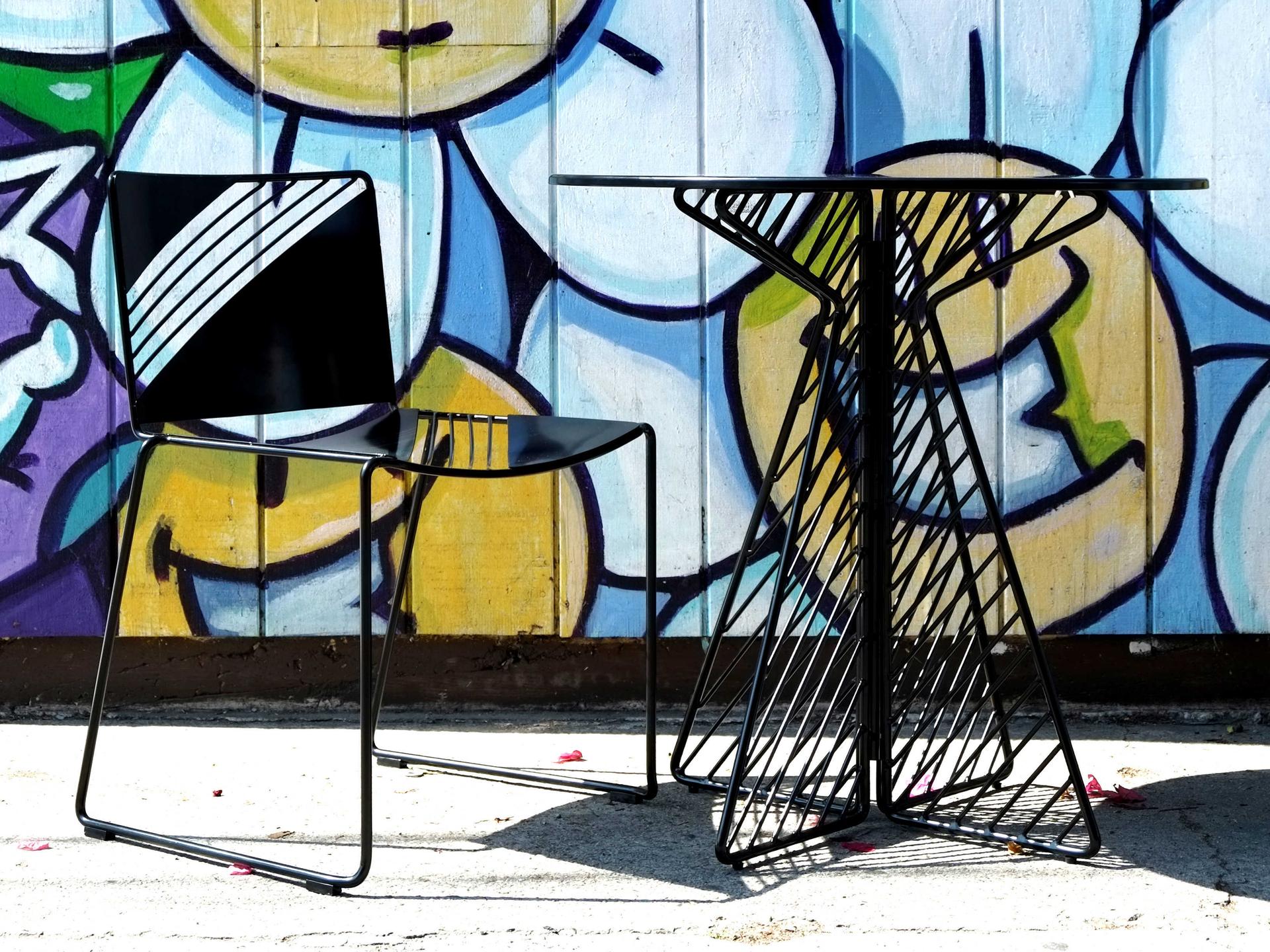 Bend Goods Outdoor Cafe Galvanized Iron Black Round Bistro Table