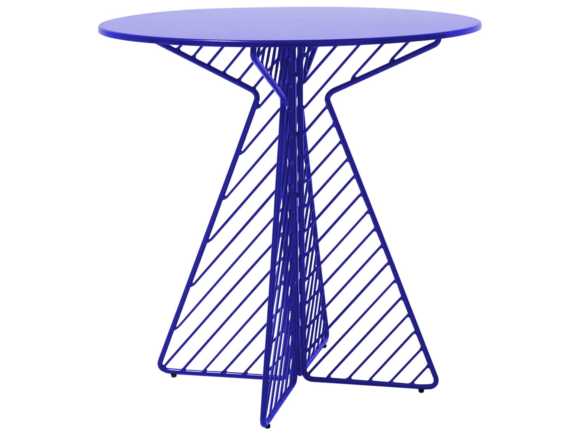 Cafe Galvanized Iron Electric Blue Round Bistro Table