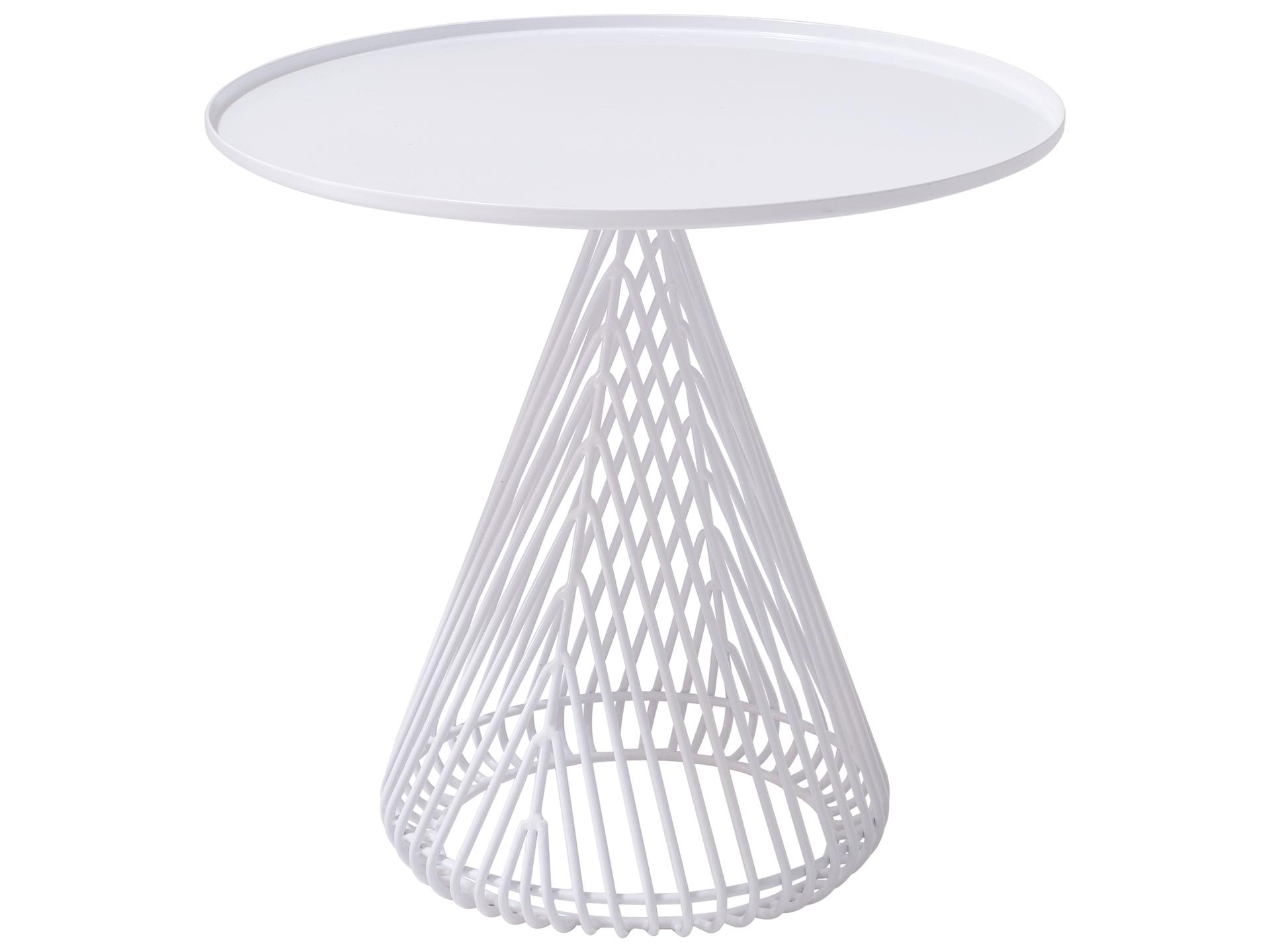 Round Side Table Cono White Galvanized Iron