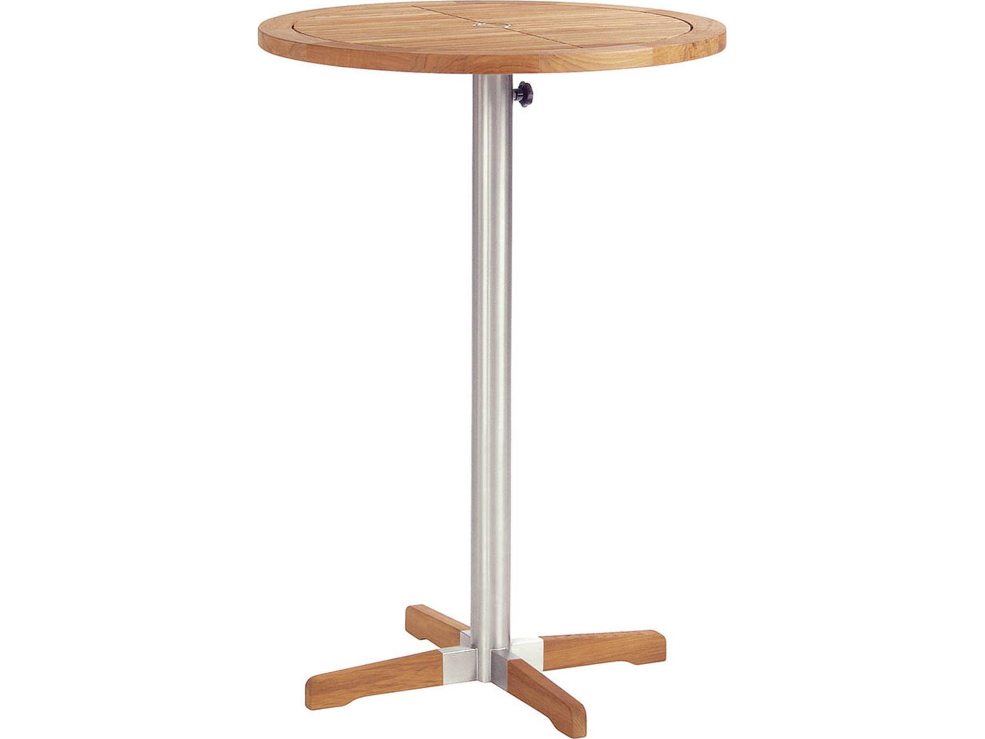 Equinox Round Bar Bistro Table Stainless Steel Natural Teak 26"W x 26"D x 39"H