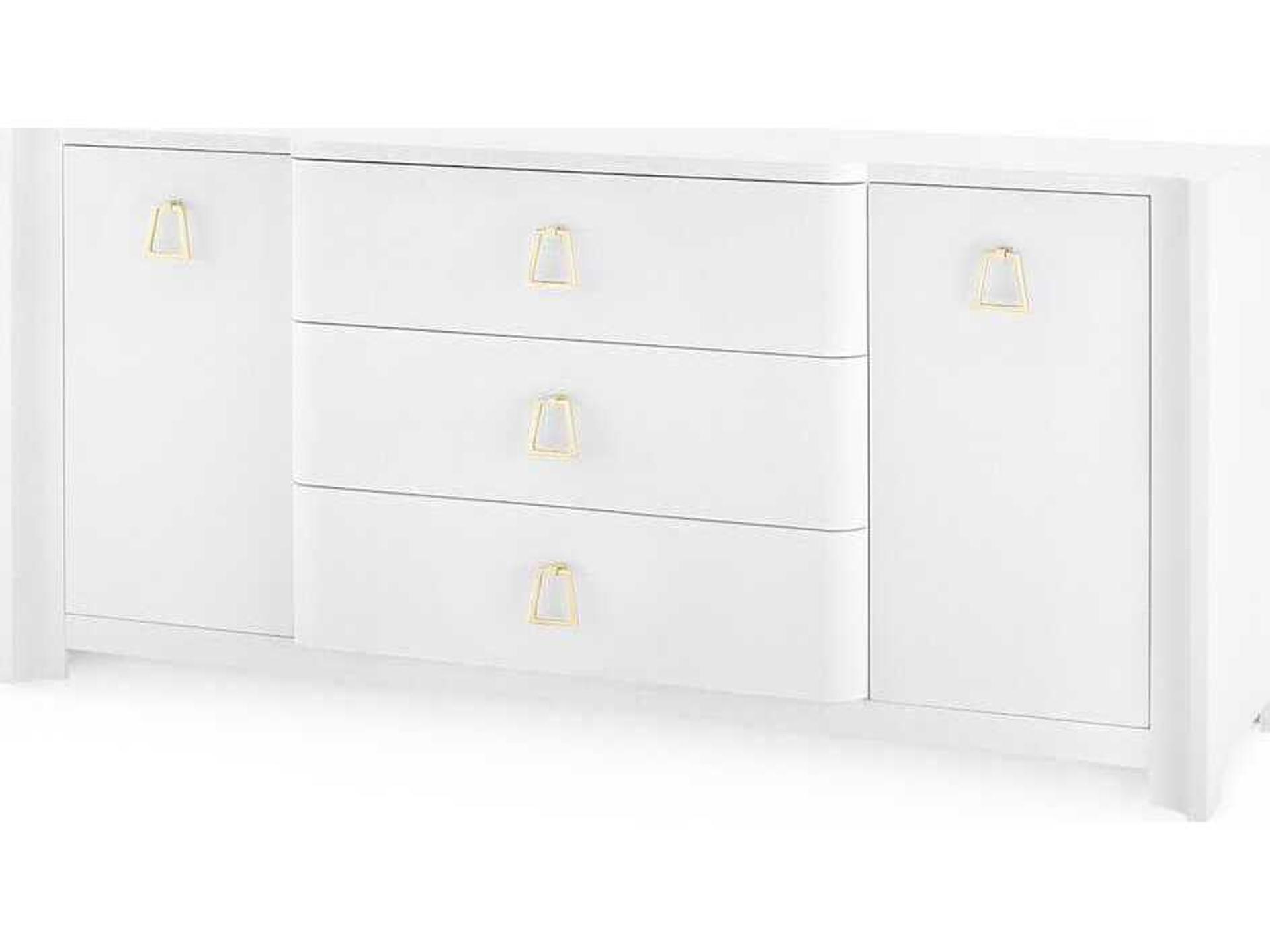 Villa & House Audrey 3-Drawer 2-Door Sideboard  Cream Lacquered Linen with  Polished Brass | LuxeDecor