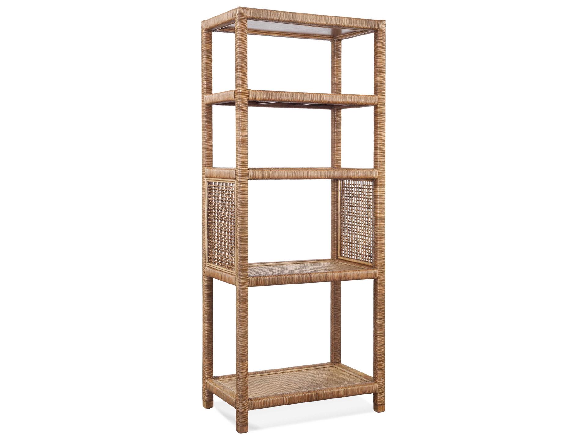 Pine Isle Rattan Etagere Bookcase with Four Shelves