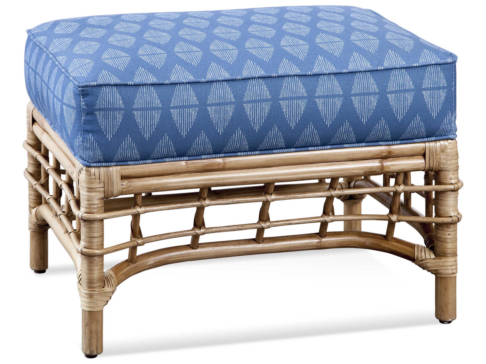 Bridgehampton Rattan Ottoman with Upholstered Cushion