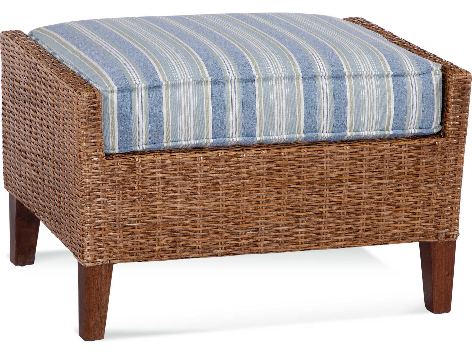 Long Beach Upholstered Rattan Ottoman