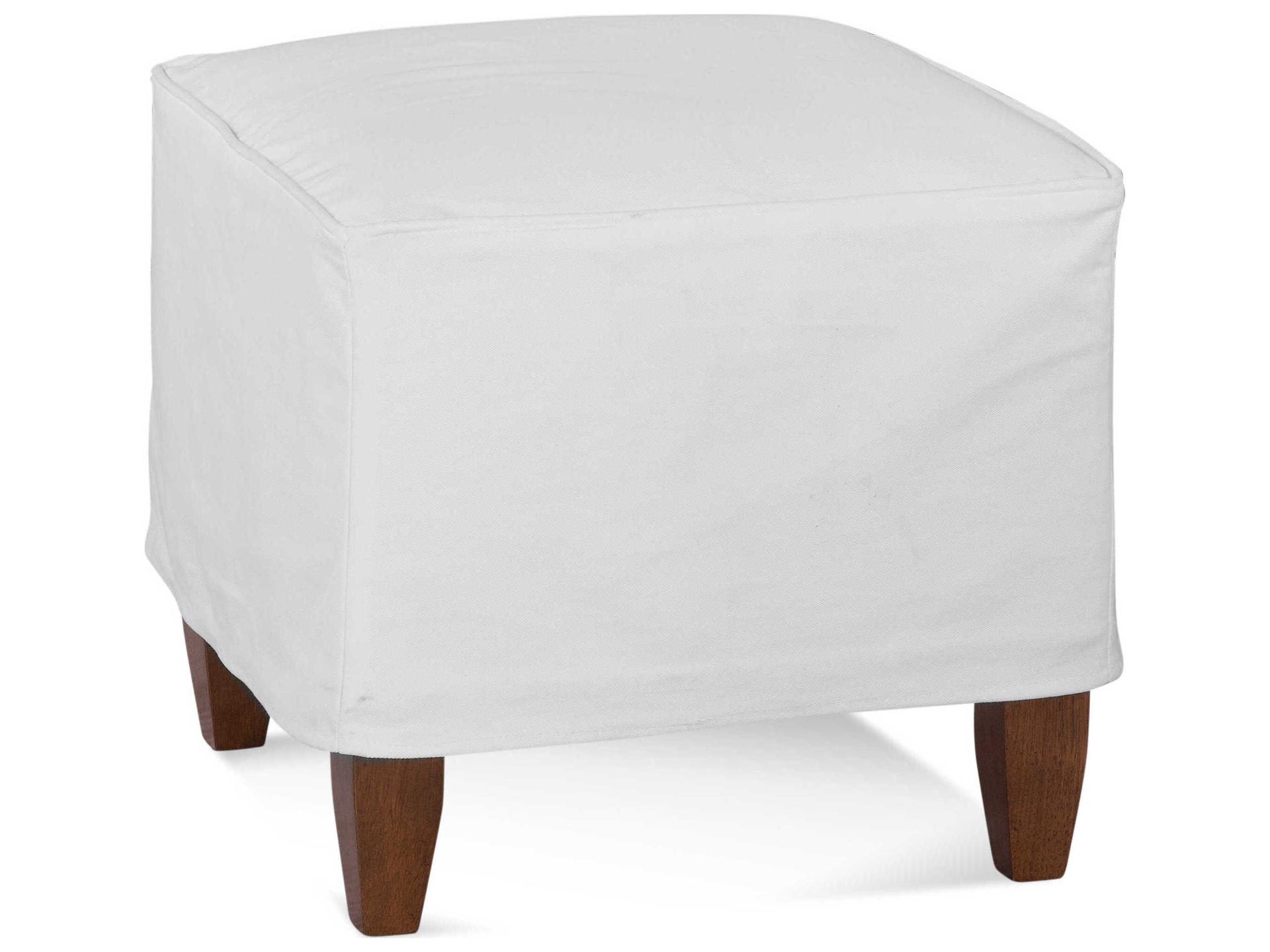 Brooklyn Slipcover Ottoman in Custom Fabric with Hardwood Frame
