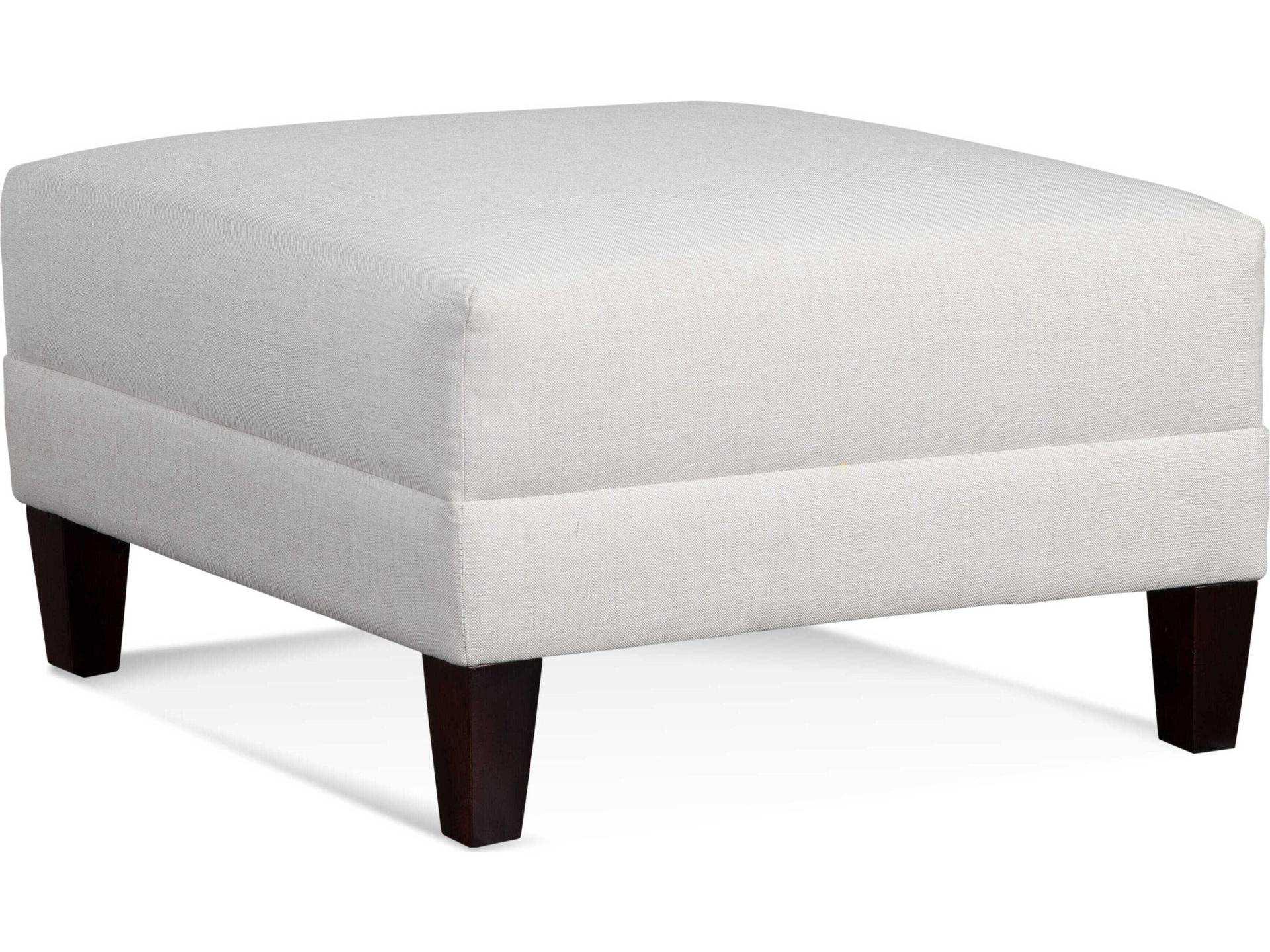 Alexa Upholstered Square Cocktail Ottoman with Tapered Wood Legs