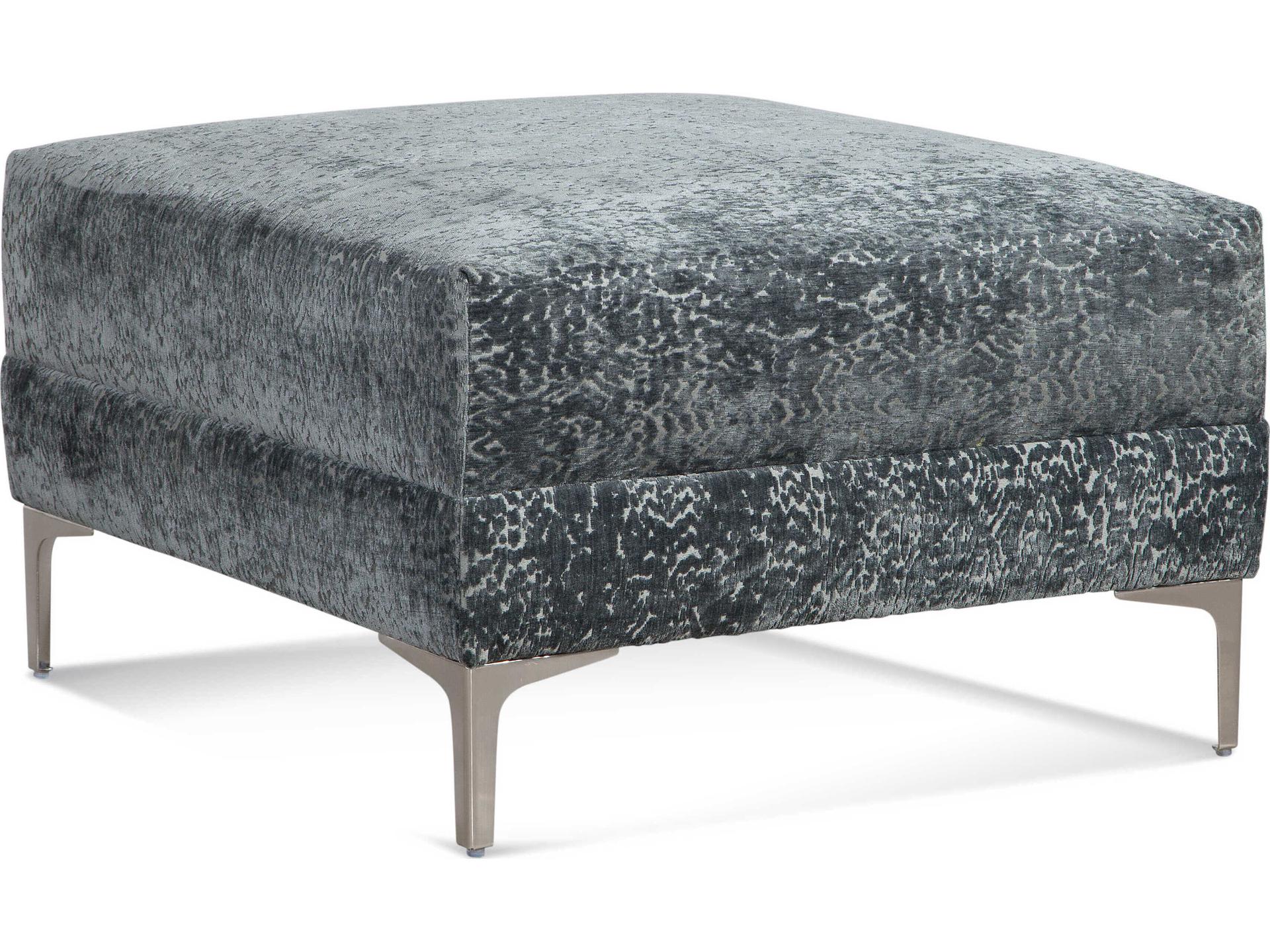 Alexa Upholstered Cocktail Ottoman with Satin Nickel Metal Legs