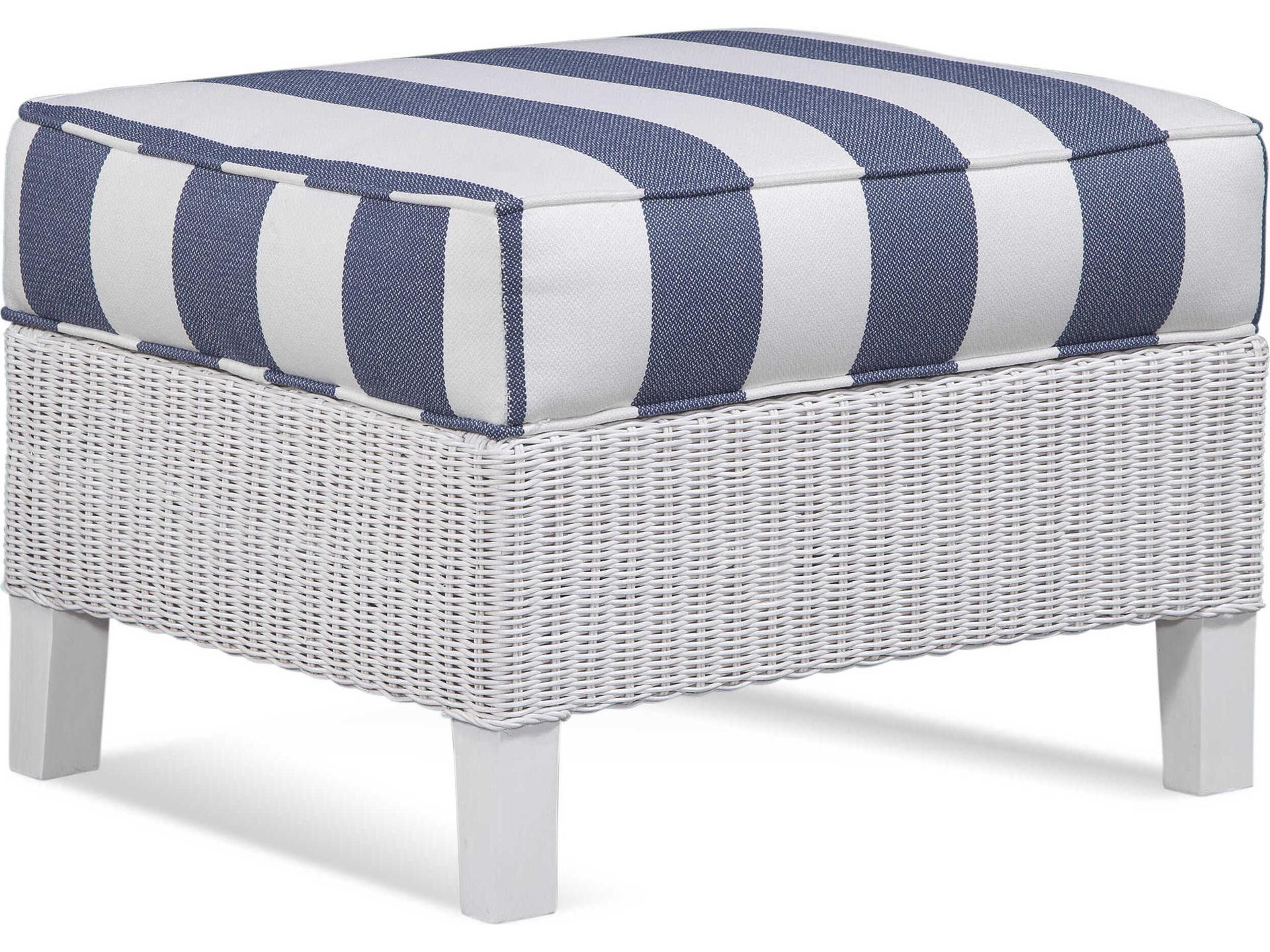 Gibraltar Upholstered Accent Ottoman with Wicker and Rattan Frame