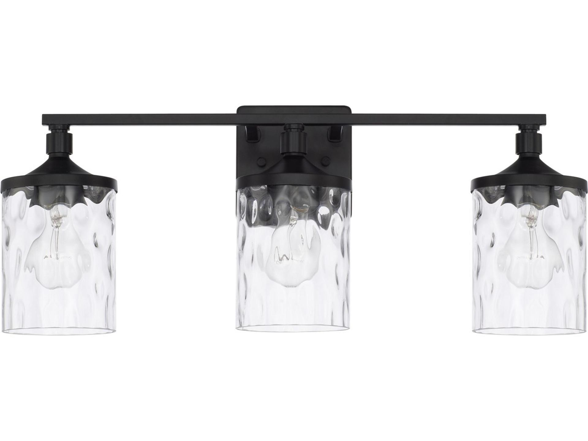 Capital Lighting Colton 3-Light Matte Black Glass Vanity Light