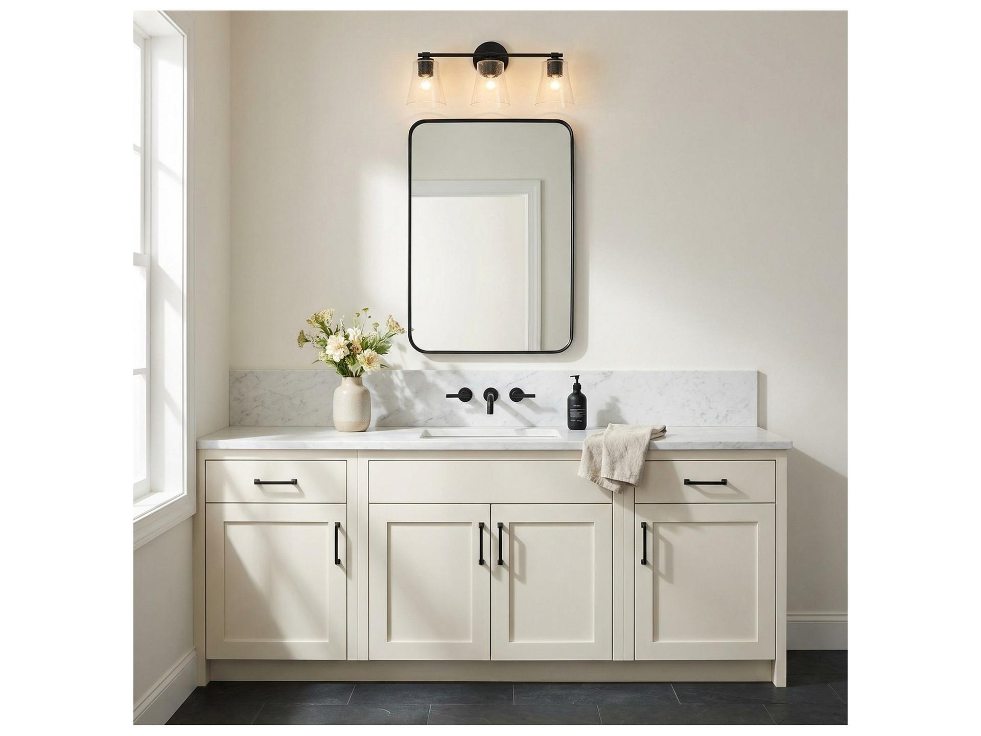 Baker 3-Light Transitional Vanity Light in Matte Black