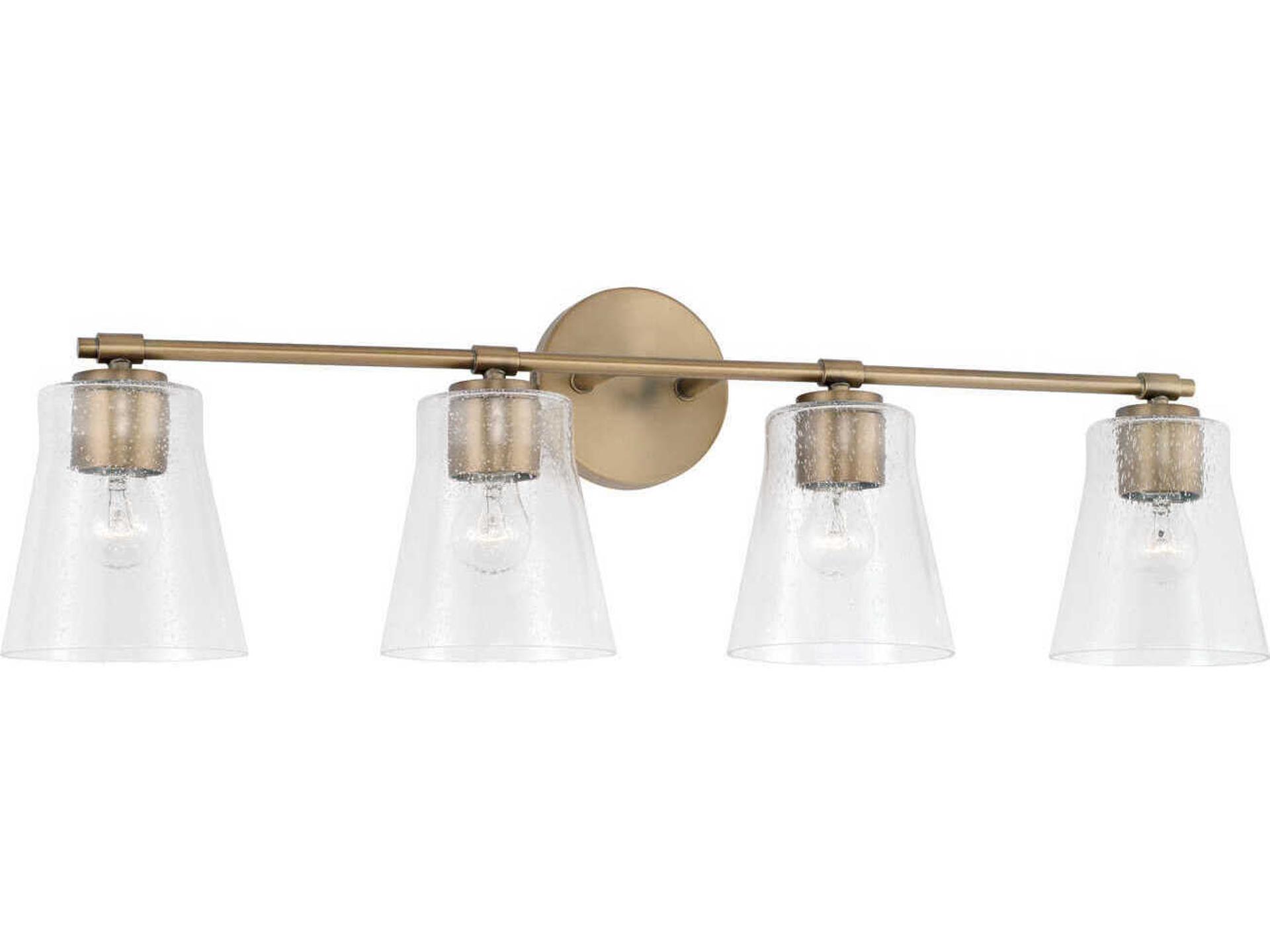 Baker 4-Light Aged Brass Bathroom Vanity Light