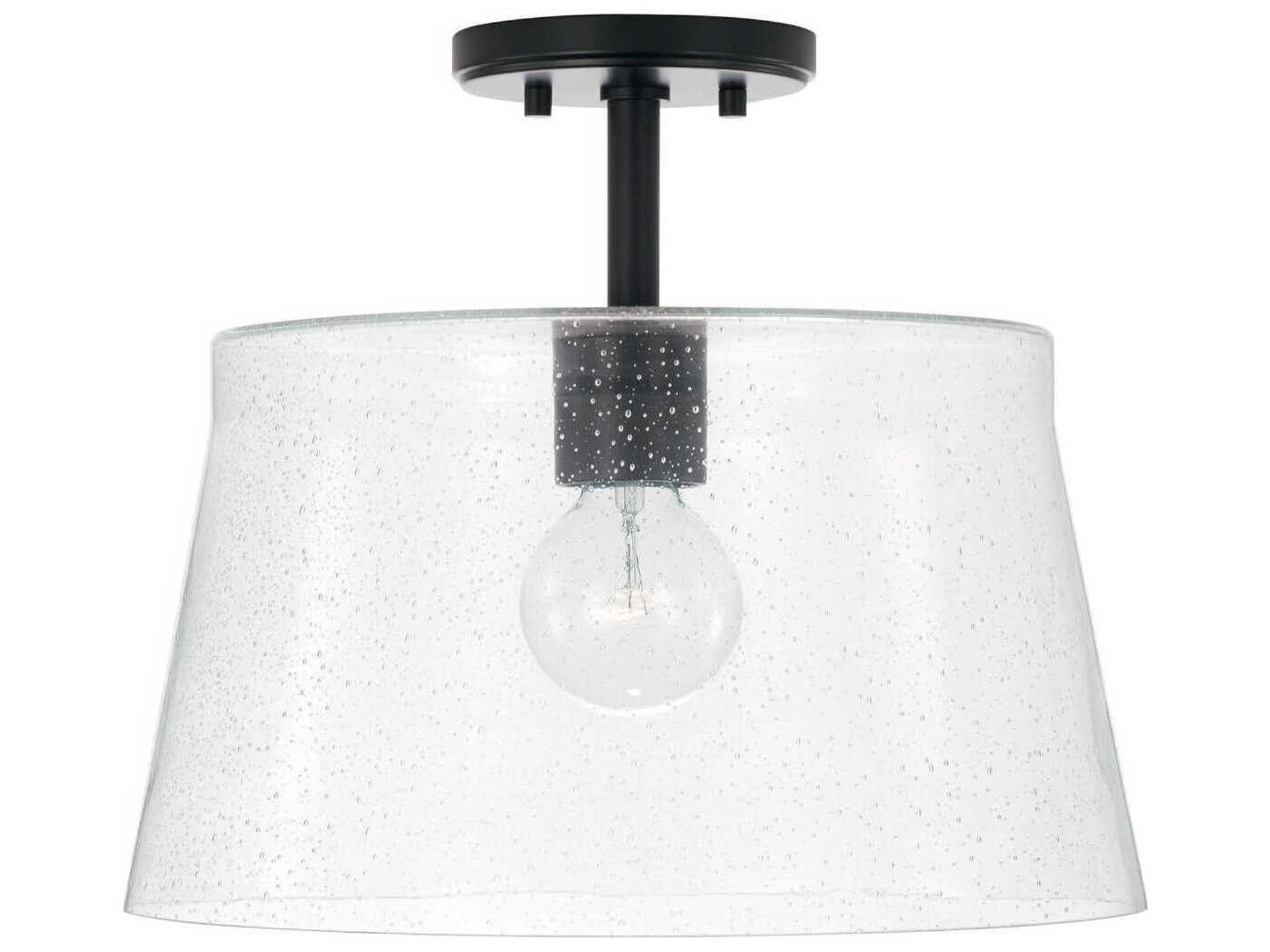 Baker 1-Light Convertible Drum Pendant Light in Matte Black