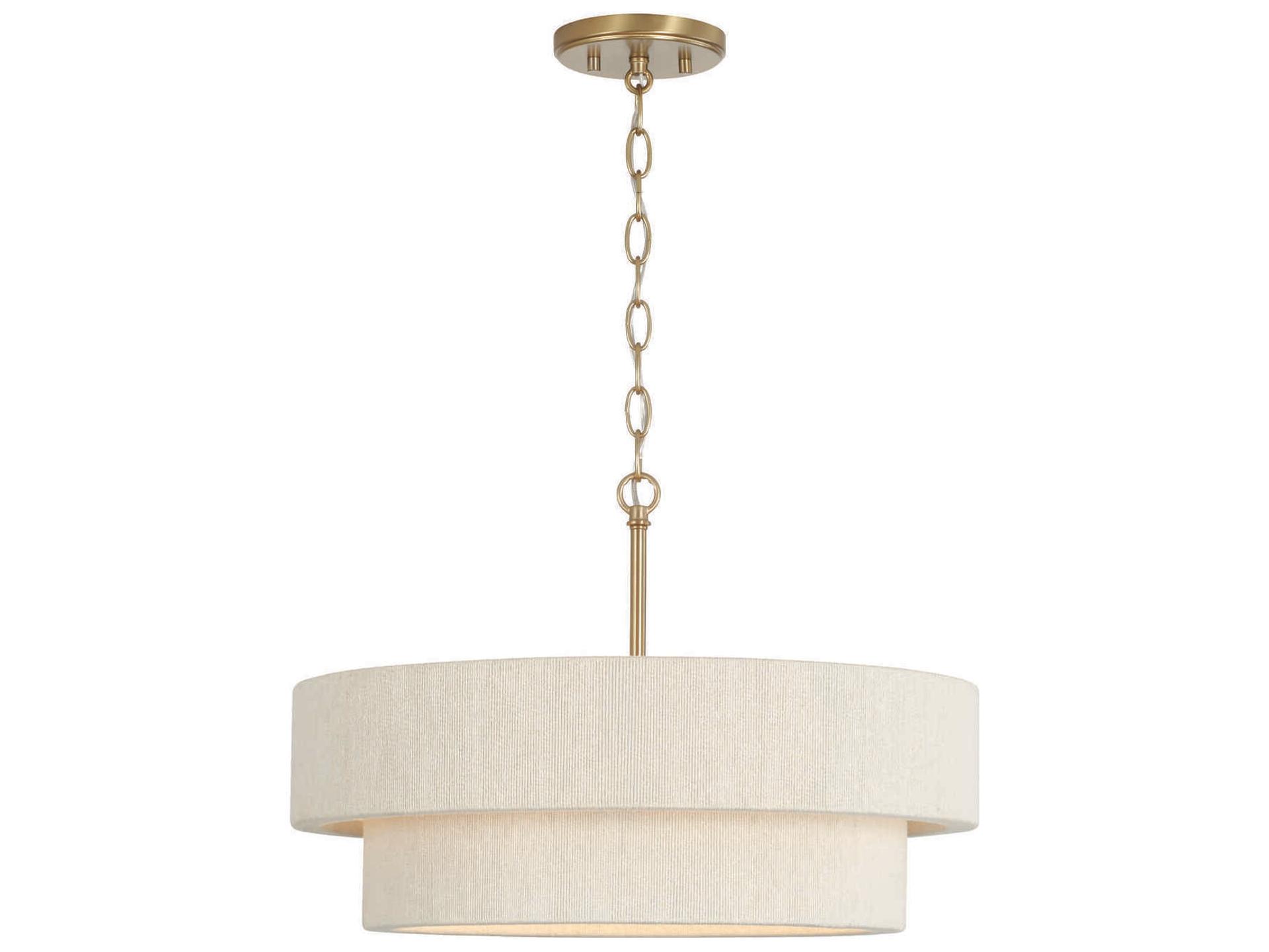 Delaney 4-Light Dual Mount Pendant in Matte Brass and Bleached Rope