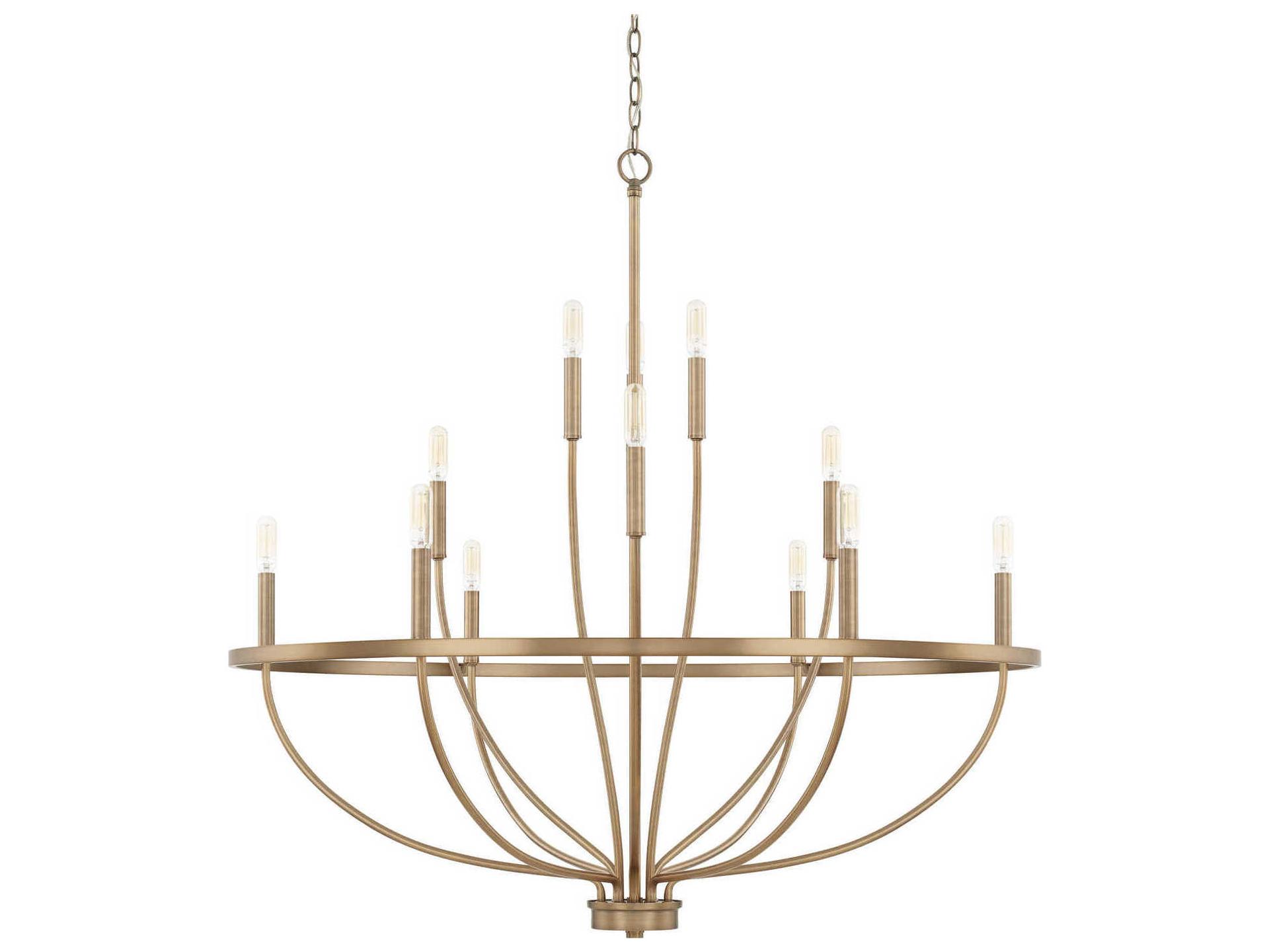 Greyson 12-Light Chandelier in Aged Brass