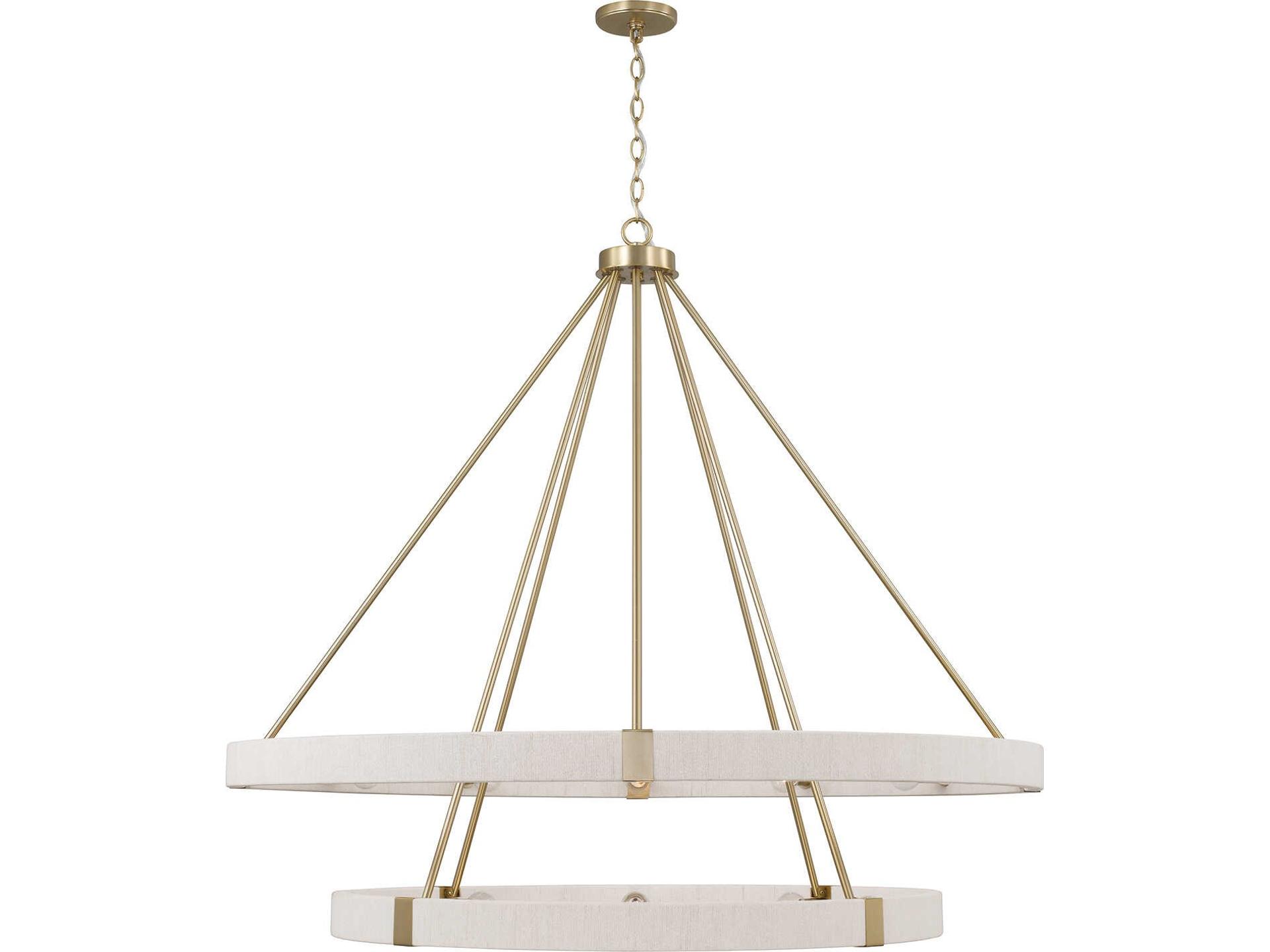 20-Light Delaney Two-Tier Chandelier in Matte Brass with Bleached Natural Rope