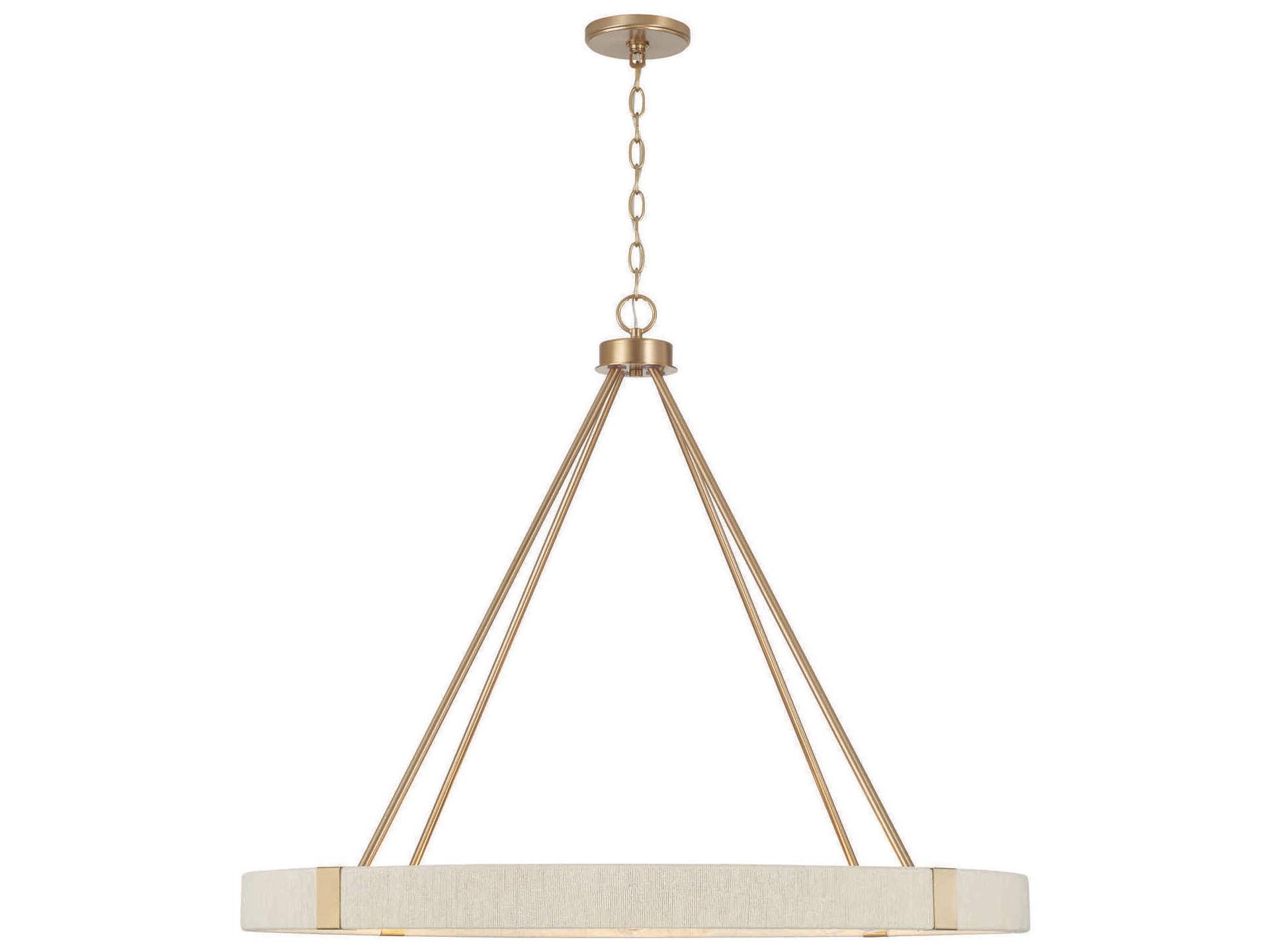 8-Light Delaney Chandelier Matte Brass Bleached Natural Rope