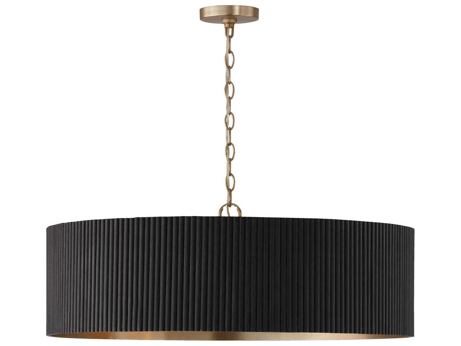 4-Light Donovan Chandelier in Black Stain and Matte Brass