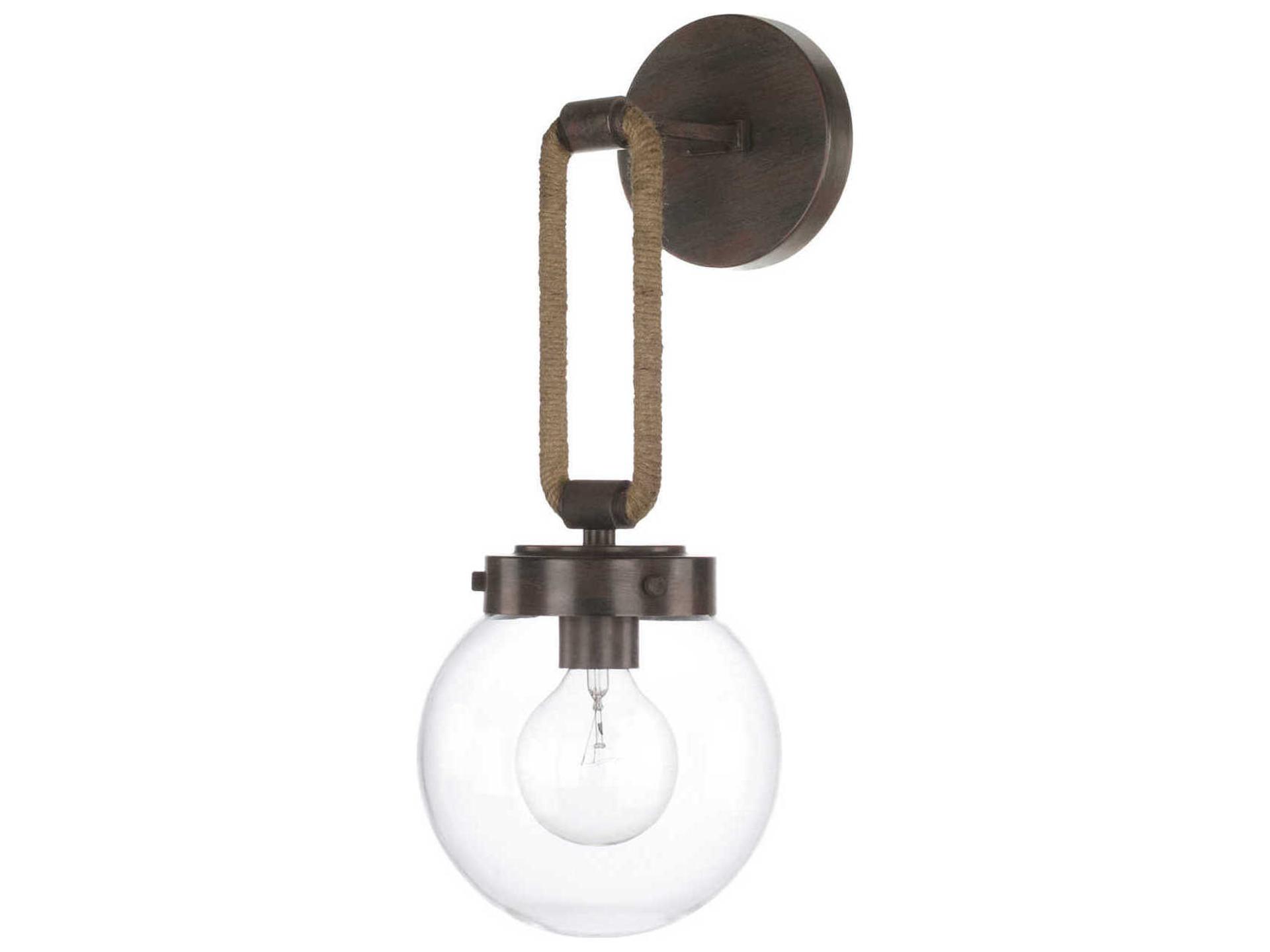 Beaufort 1-Light Globe Wall Sconce in Nordic Grey with Jute Accent