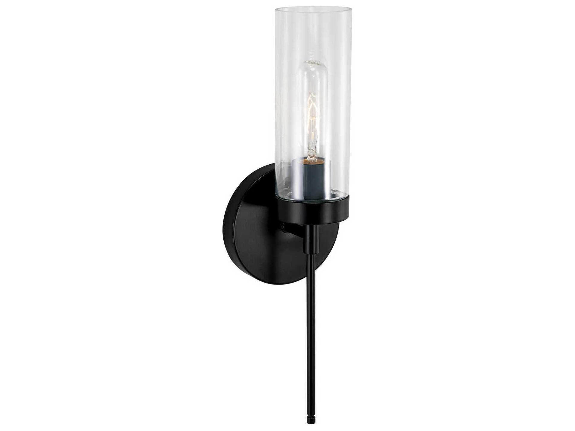 Riley 1-Light Sconce in Matte Black with Clear Glass