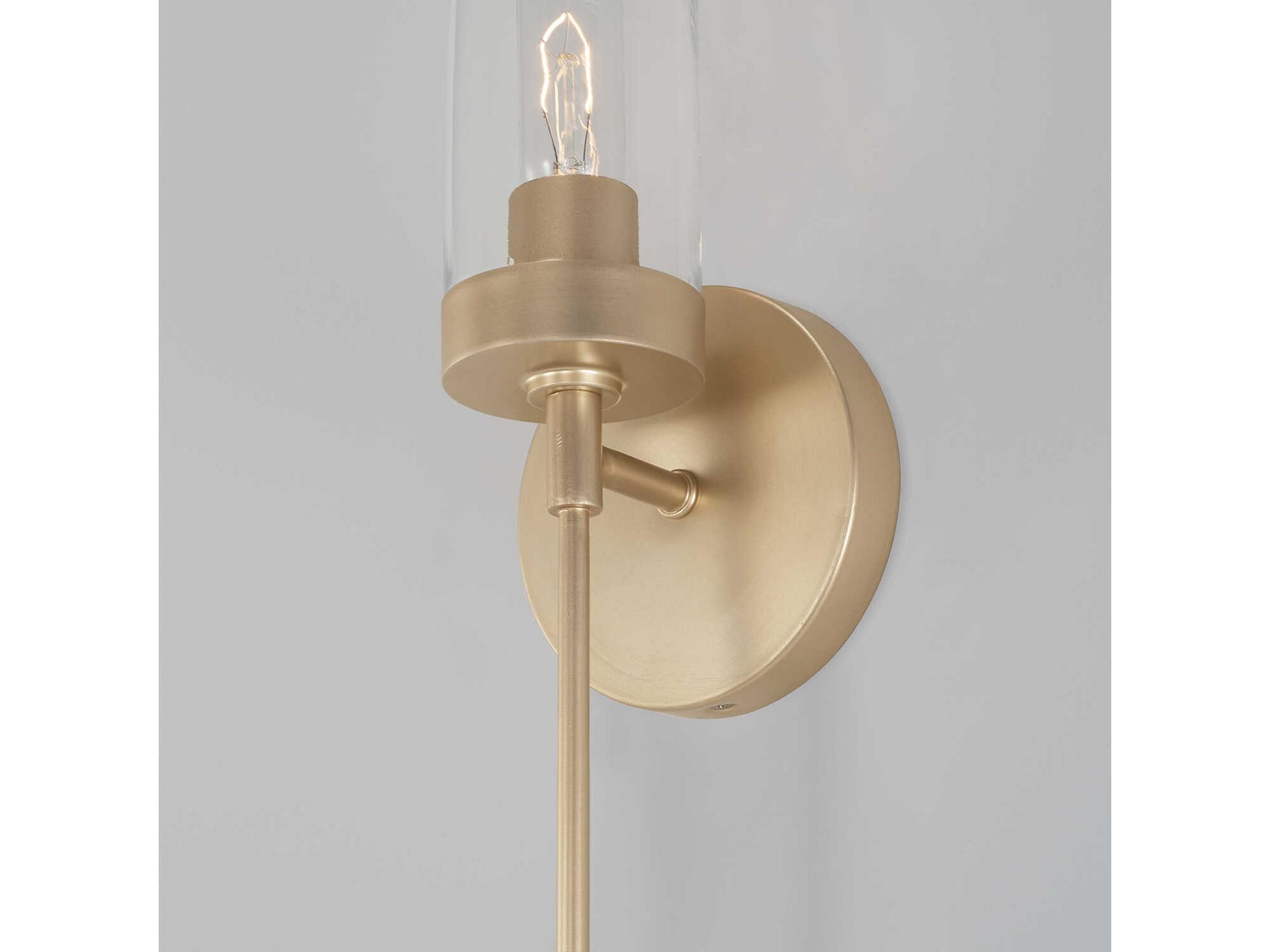 Capital Lighting Riley 1-Light Soft Gold Brass Glass Wall Sconce