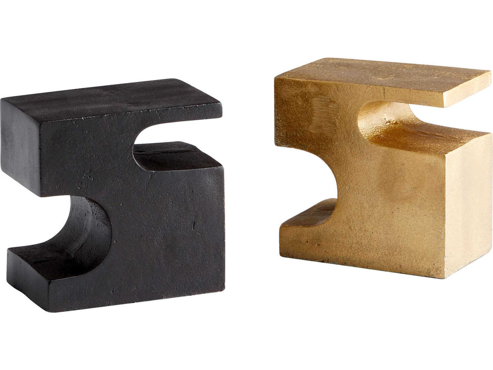 Two-Piece Bookends in Bronze and Brass Finish