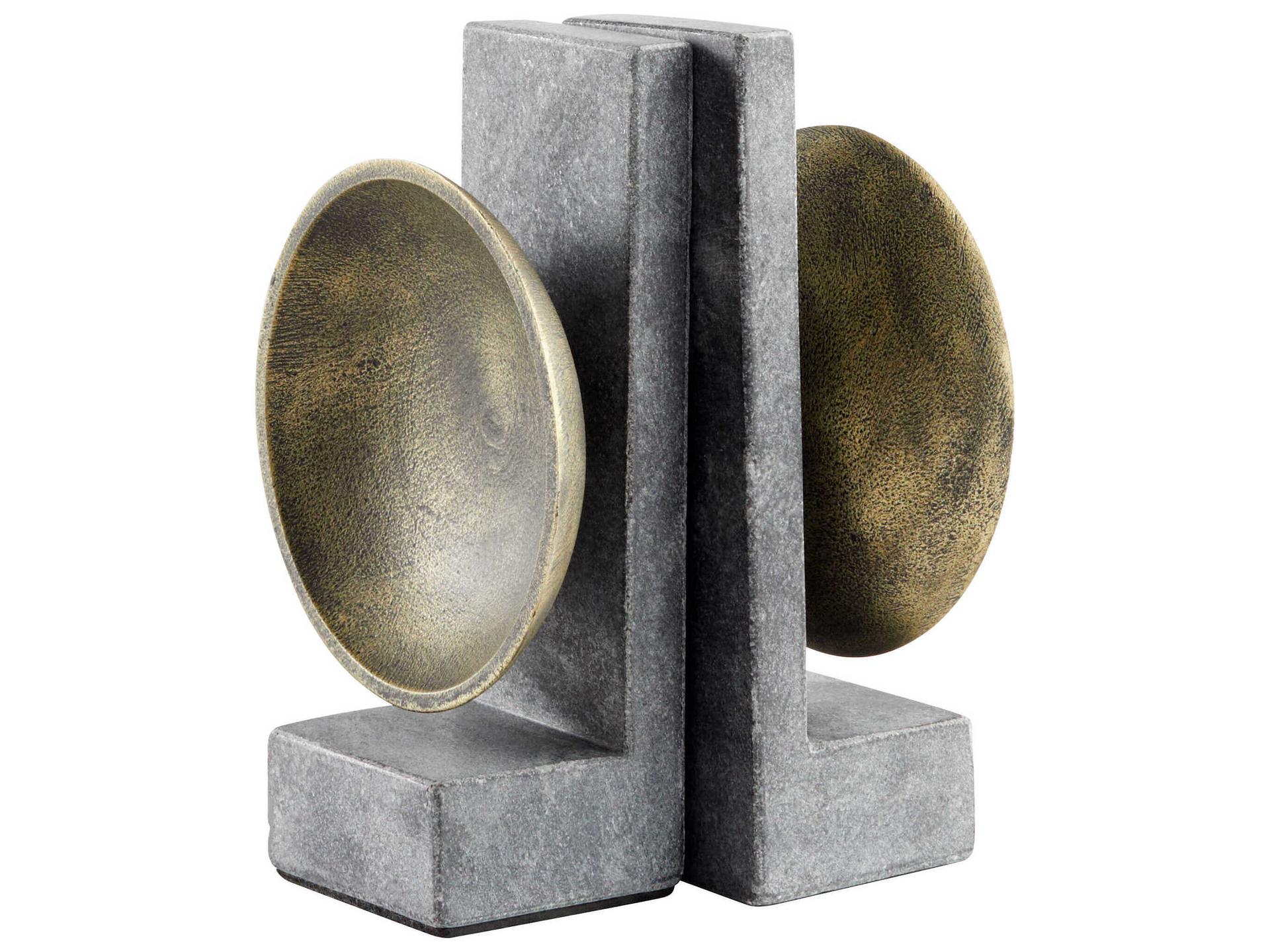 Taal Black and Brass Marble Bookends