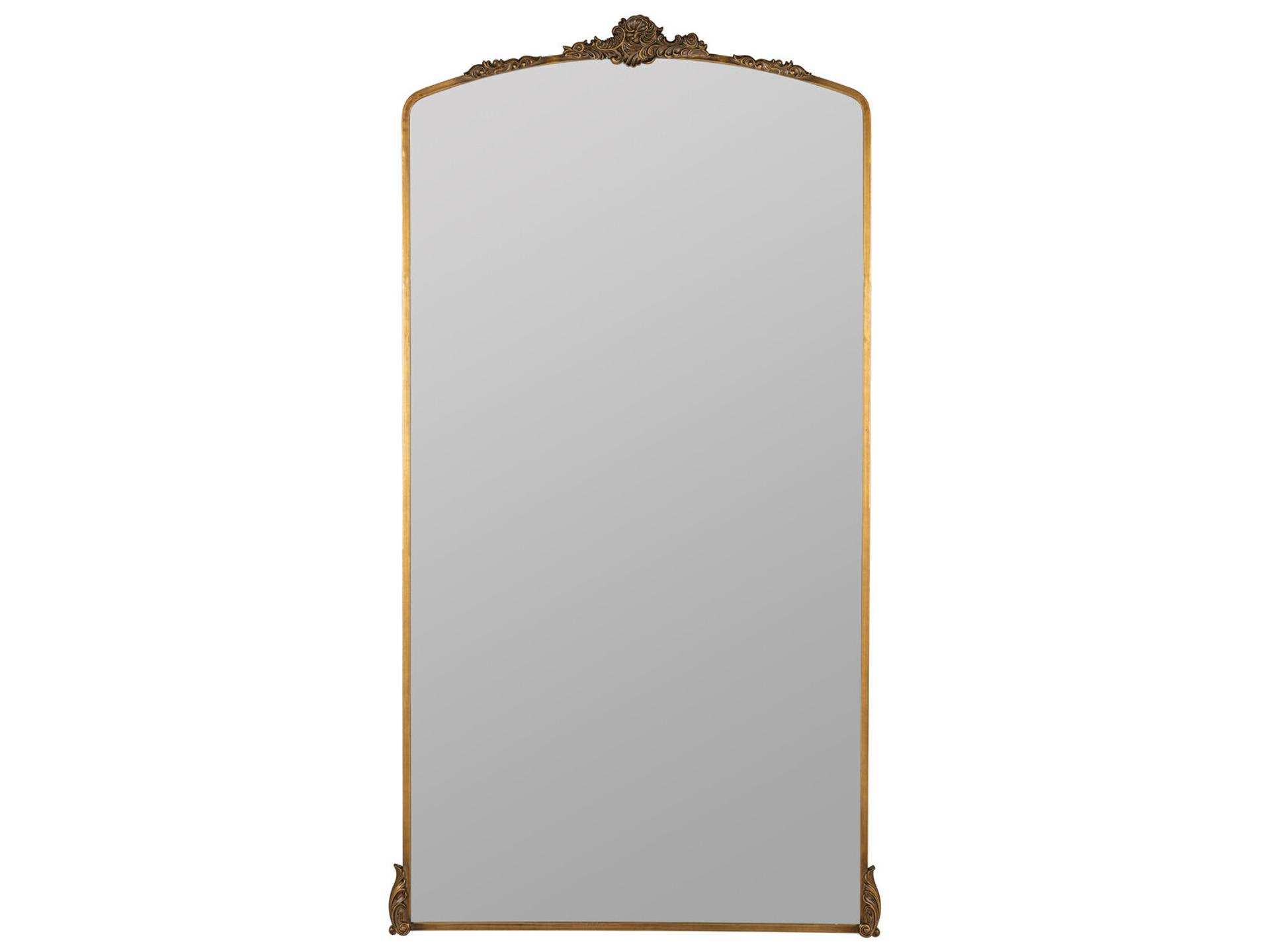 Adeline Ornate Floor Mirror in Antique Gold Metal