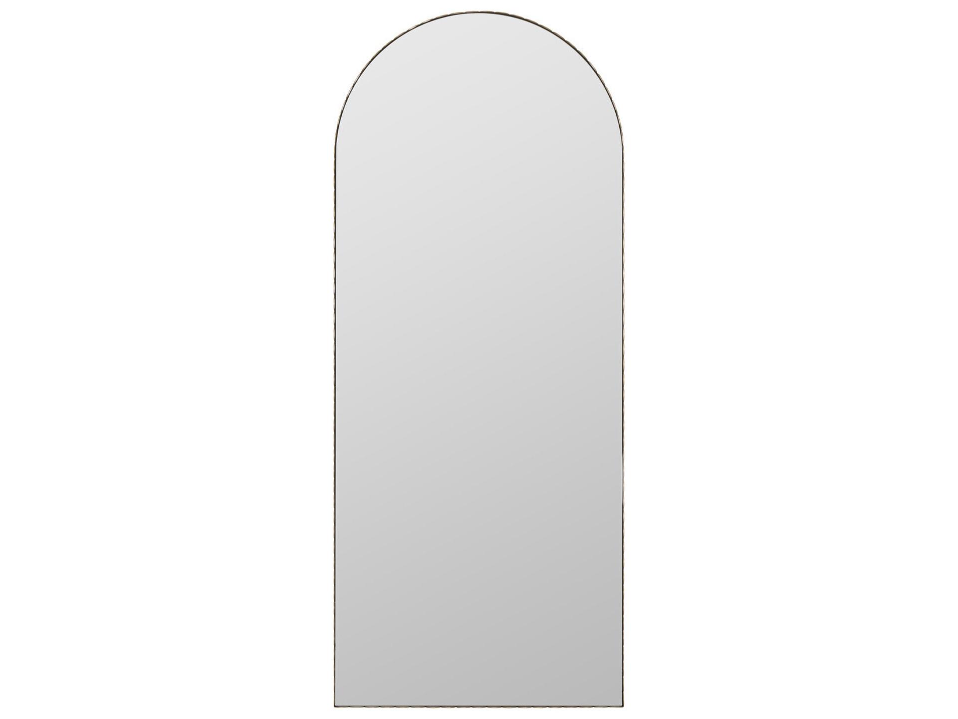 Jules Rectangular Floor Mirror with Scalloped Metal Frame in Gold