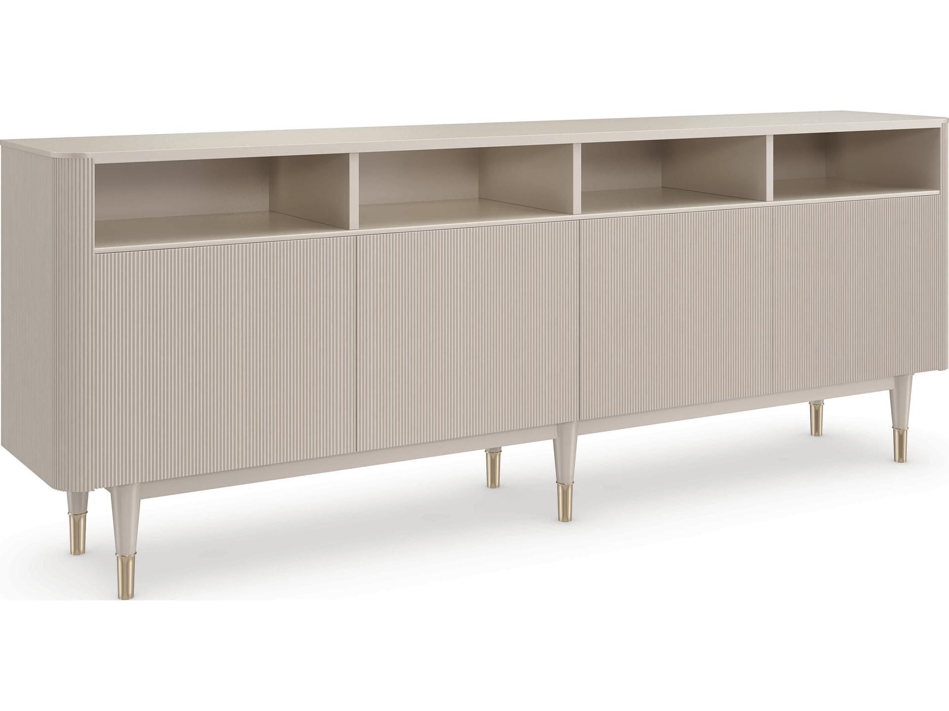Love Lines 80-Inch Rectangle Console Table in Matte Pearl and Whisper of Gold