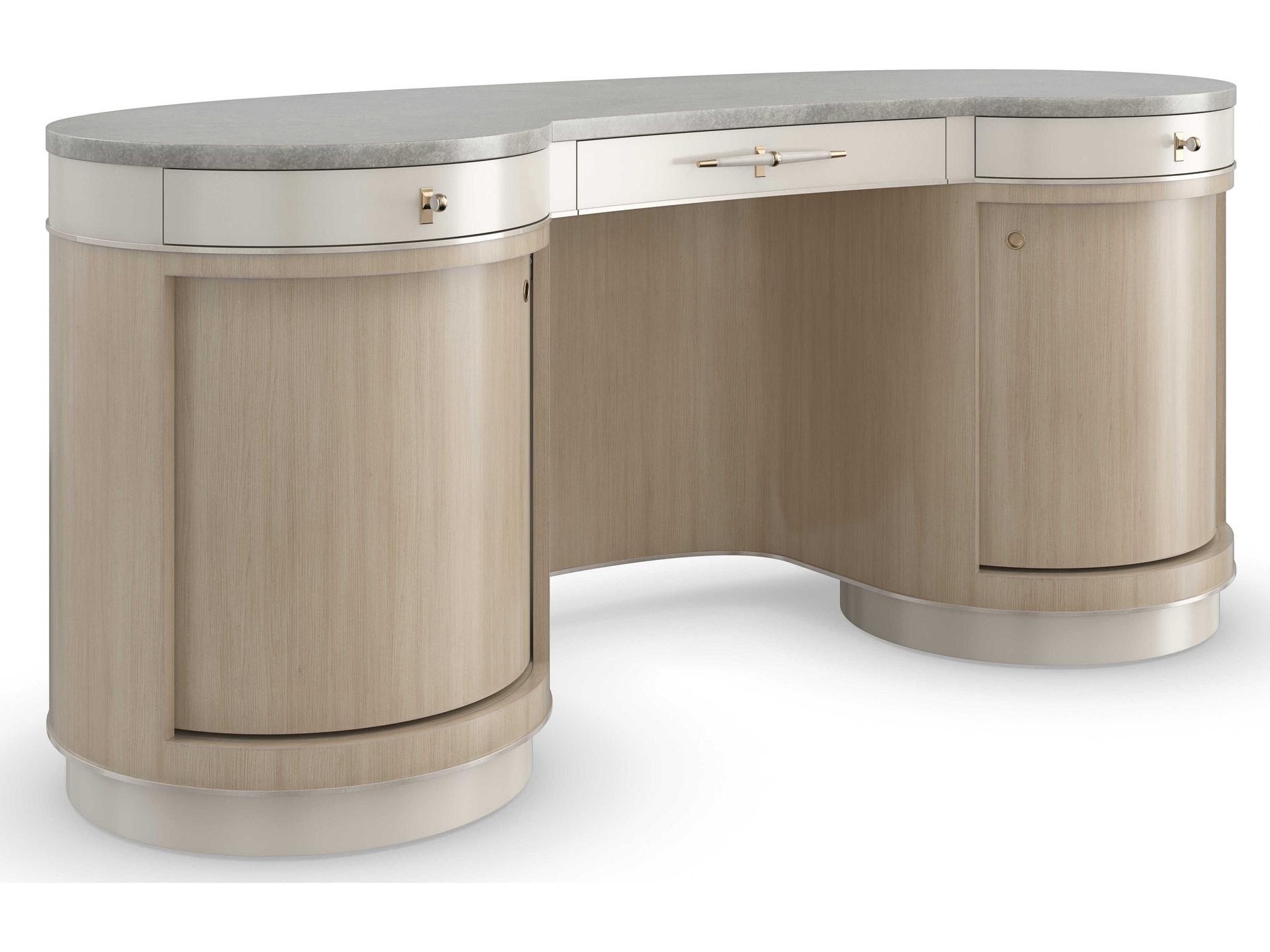 Classic Vanity Fair Marble Top Desk in Dry Martini and Cloud