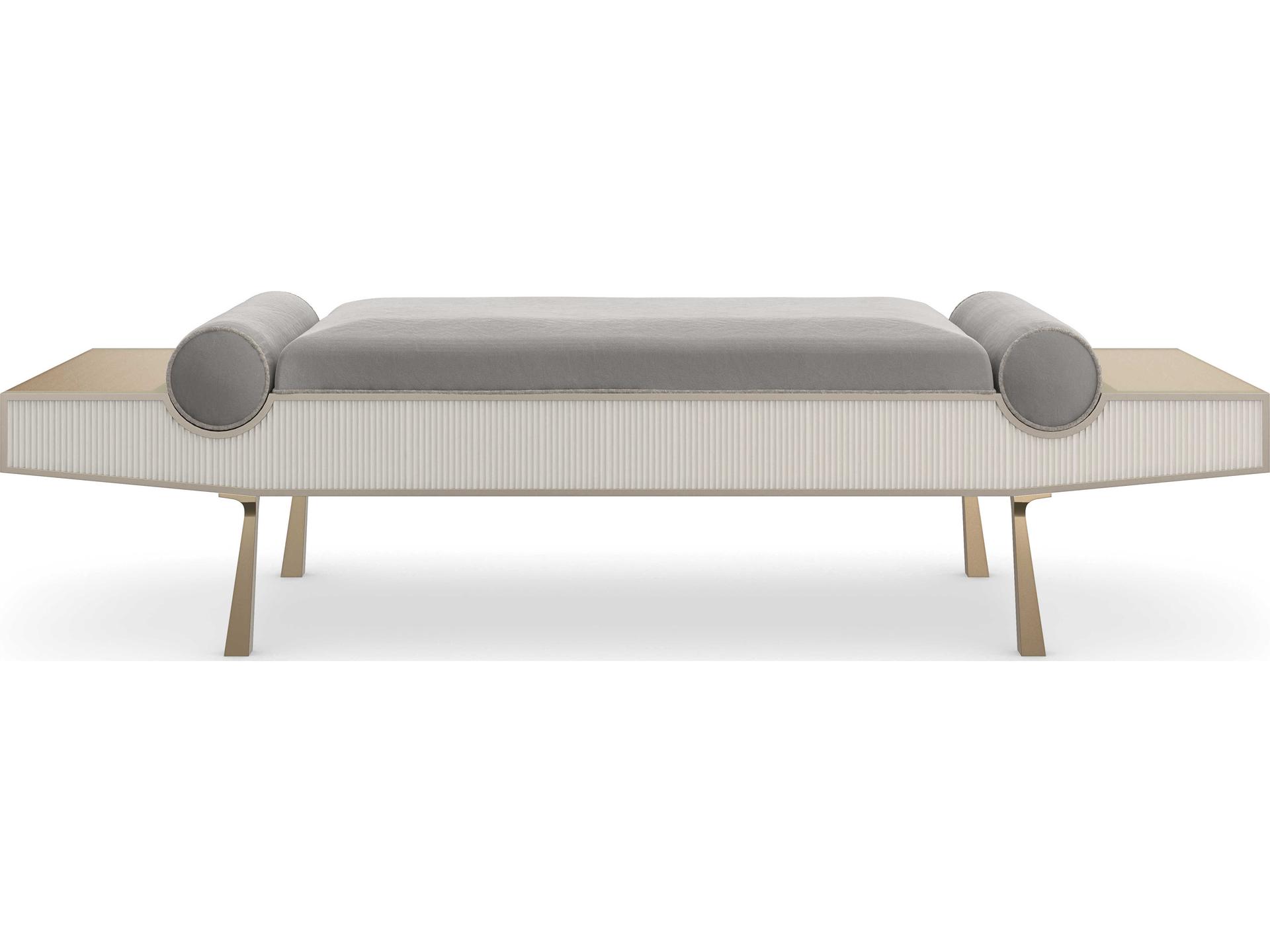 Caracole Classic Roll Play White Upholstered Accent Bench