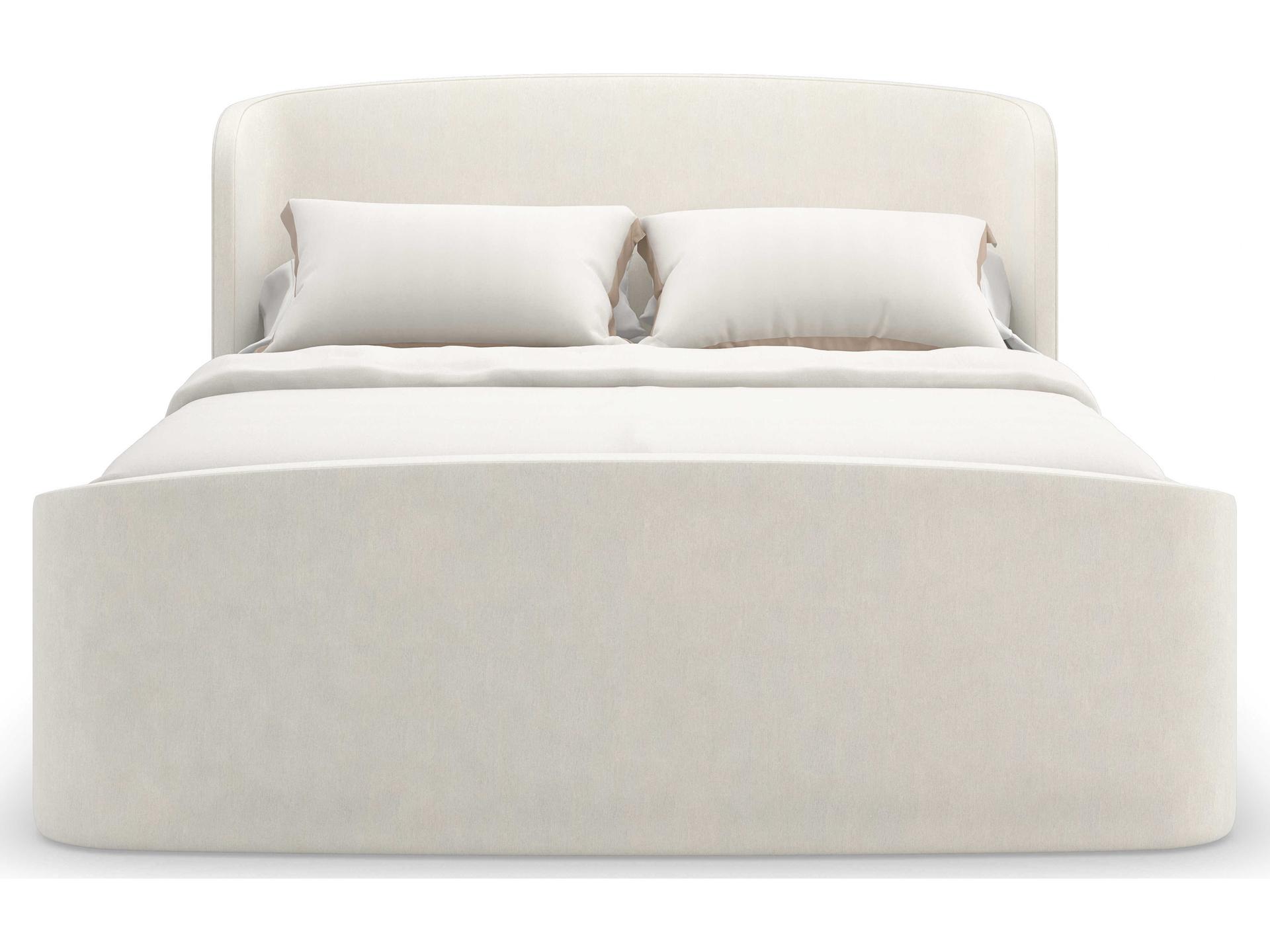 Caracole Classic Soft Embrace White Hardwood Upholstered King Sleigh Bed